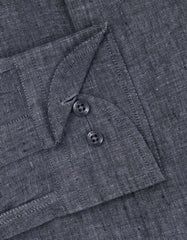 D Grey Plain Tailored Smart Fit Linen Shirt