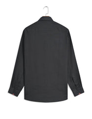 Black Plain Classic Fit Linen Shirt