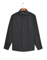Black Plain Classic Fit Linen Shirt
