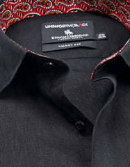Black Plain Tailored Smart Fit Linen Shirt