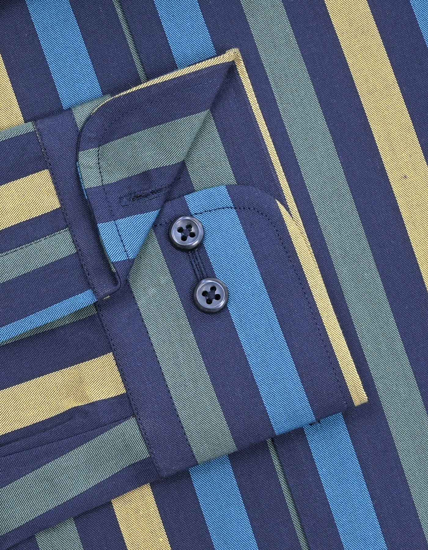 Stripe Navy/Olive Tailored Smart Fit Shirt FS2712-1SF-15.5