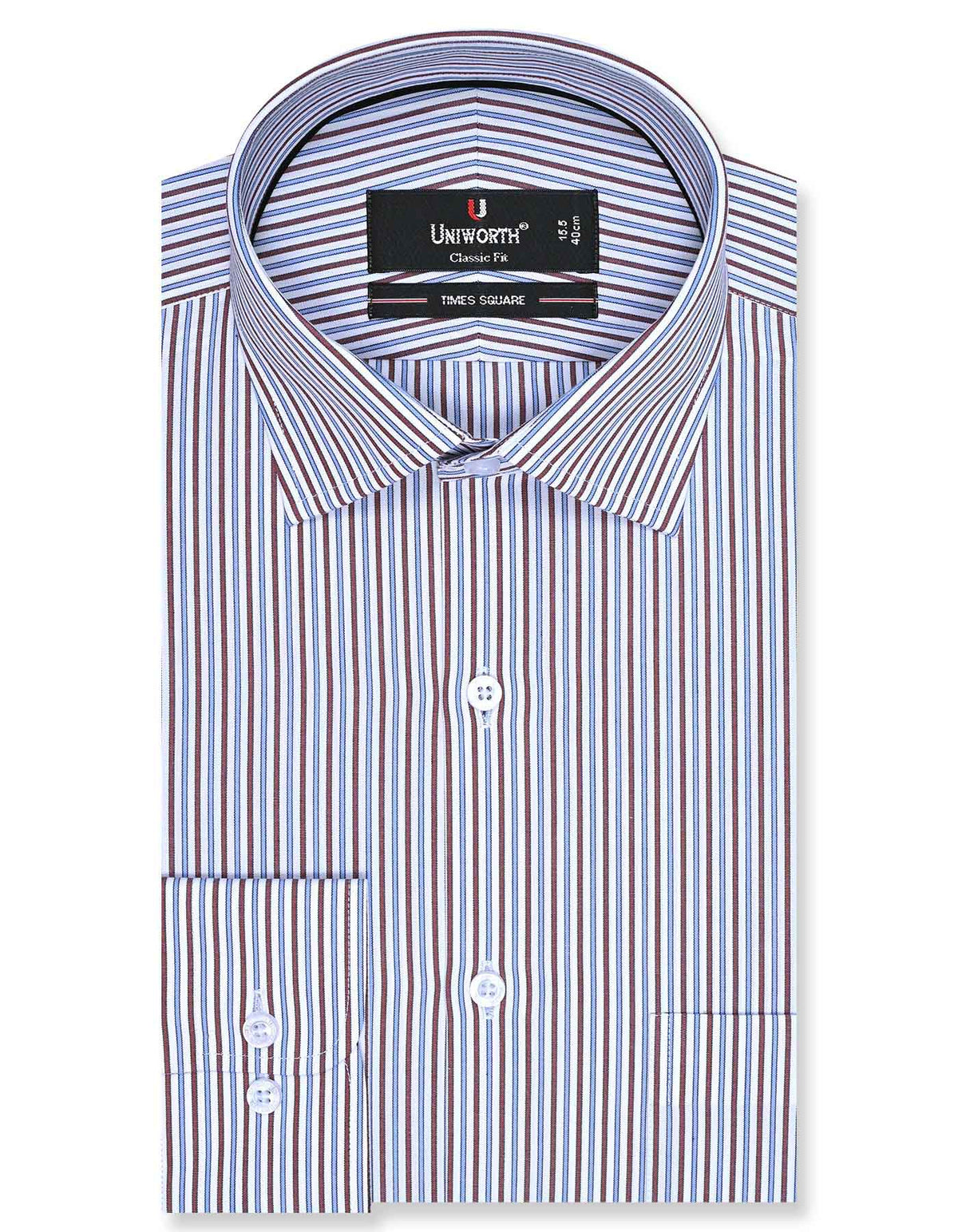 Stripe Maroon Classic Fit Shirt FS2720-2RF-14.5