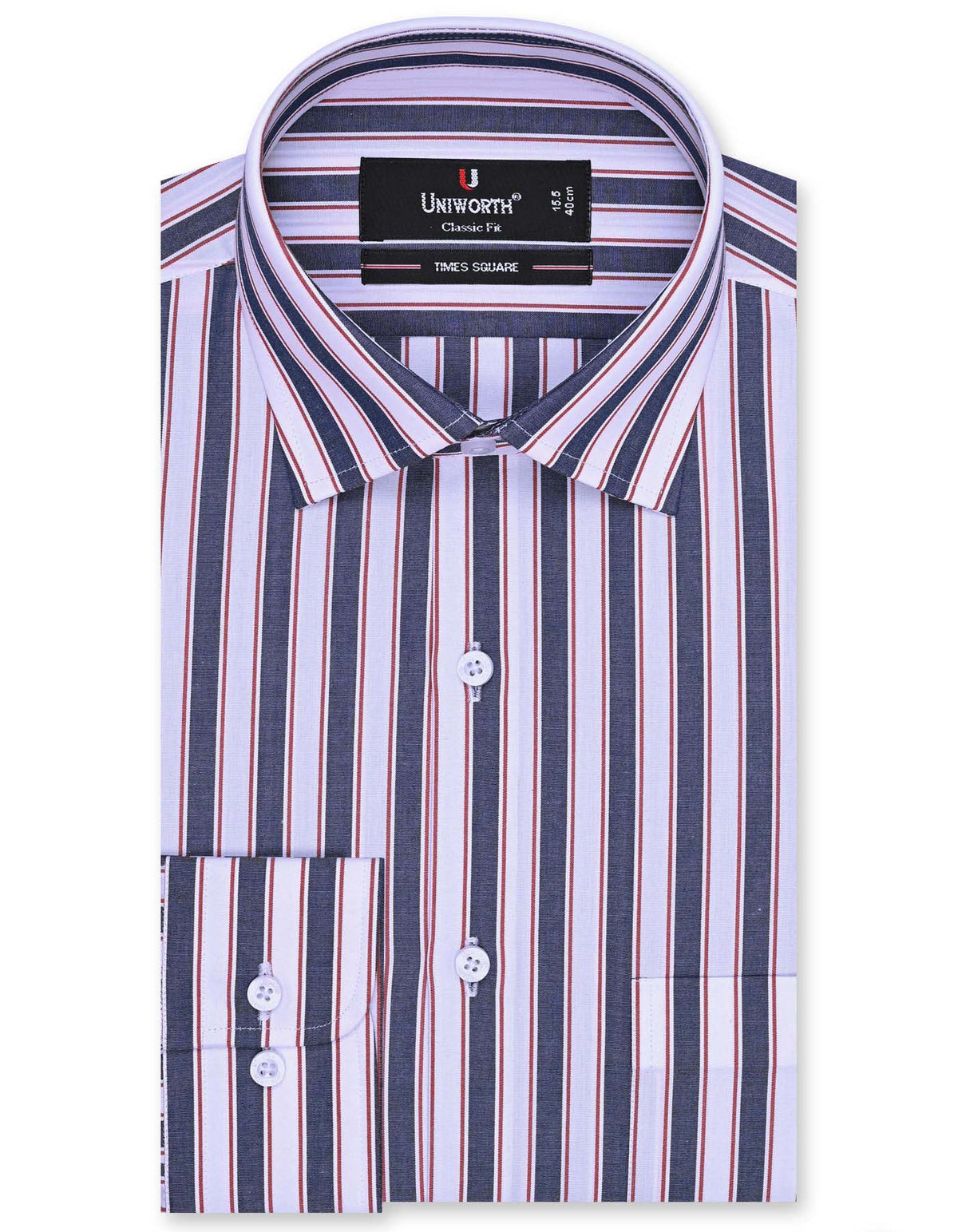 Stripe Maroon Classic Fit Shirt FS2722-2RF-14.5
