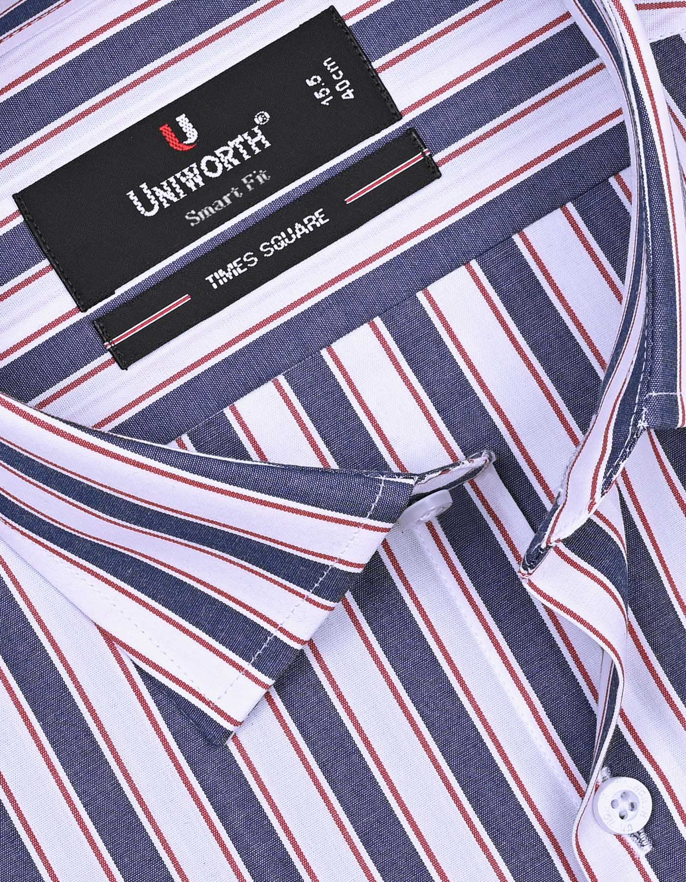 Stripe Maroon Tailored Smart Fit Shirt FS2722-2SF-15