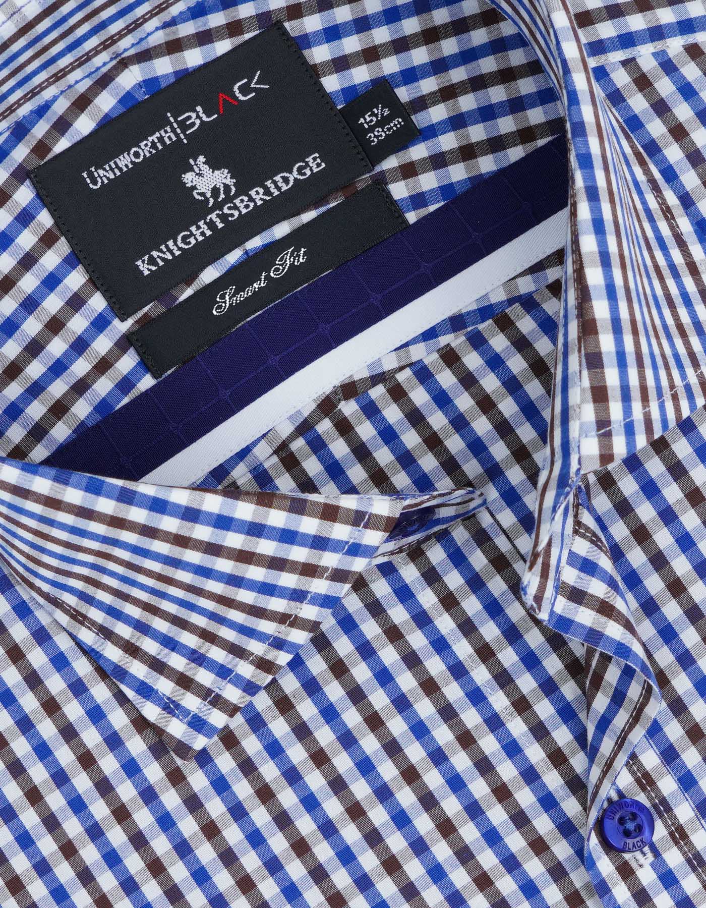 Check White/Royal Blue Tailored Smart Fit Shirt FS2724-1SF-15