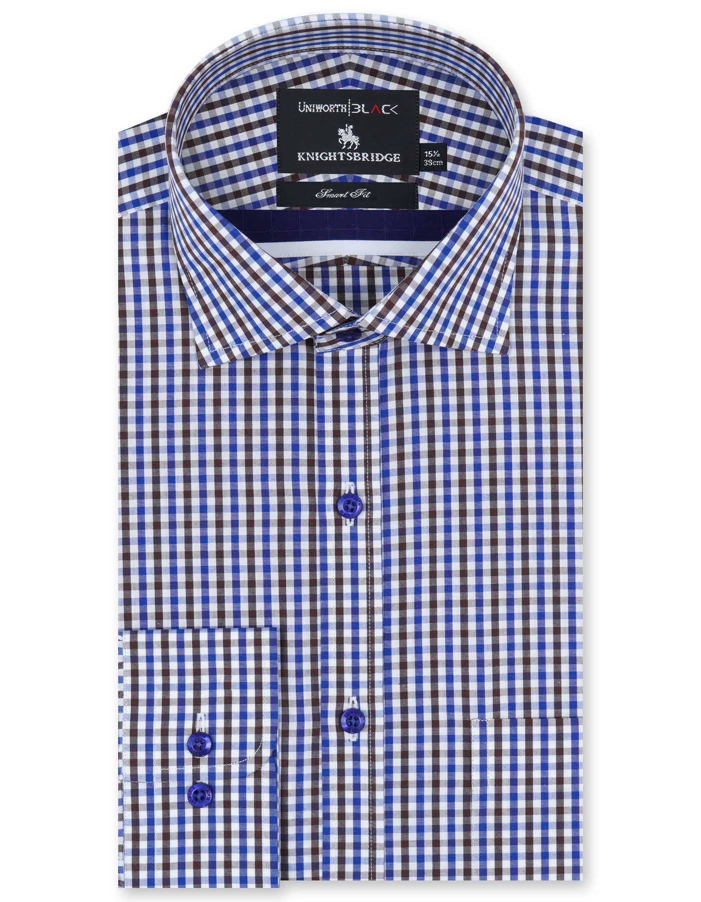 Check White/Royal Blue Tailored Smart Fit Shirt FS2724-1SF-14.5