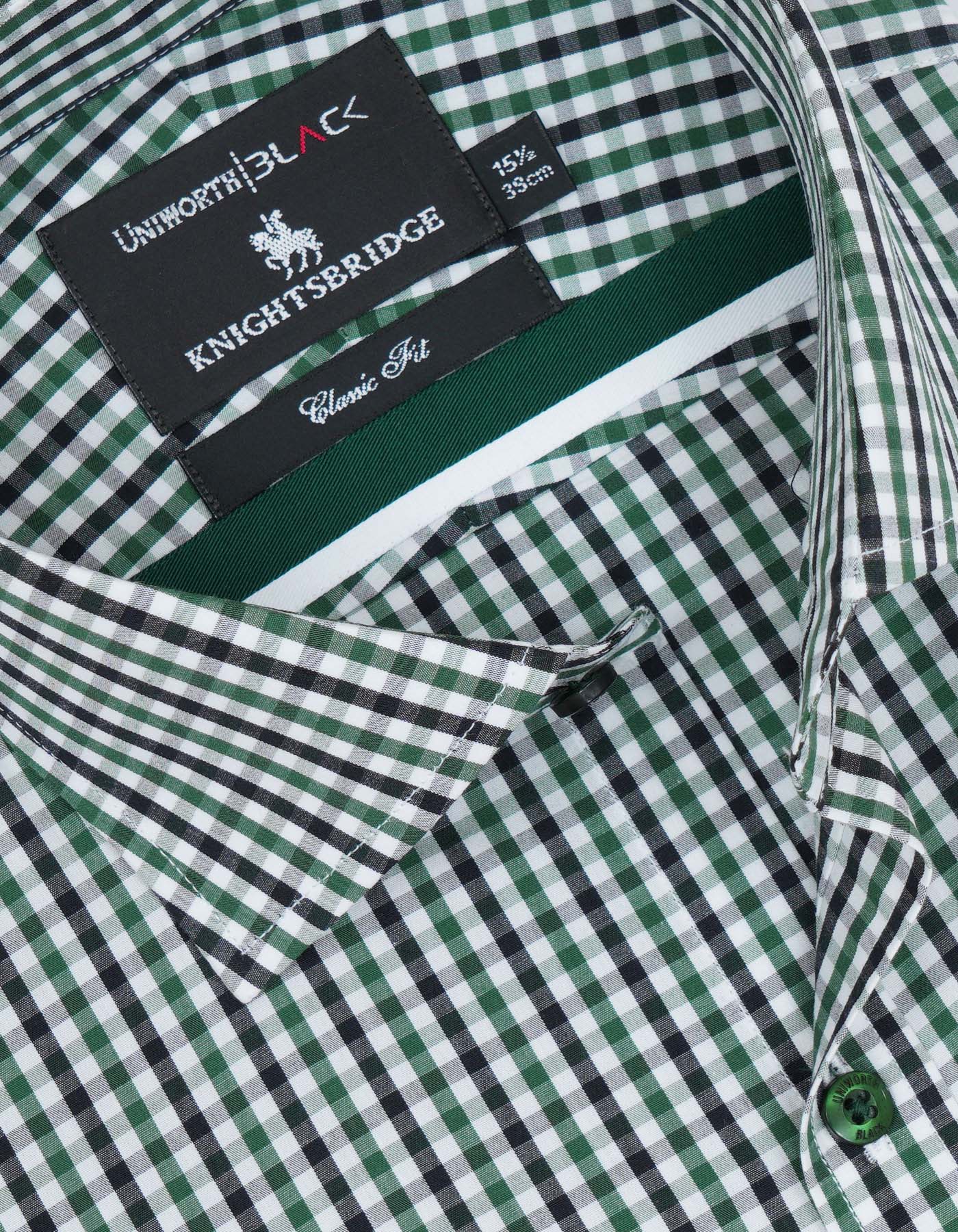 Check White/Green Classic Fit Shirt FS2725-1RF-15