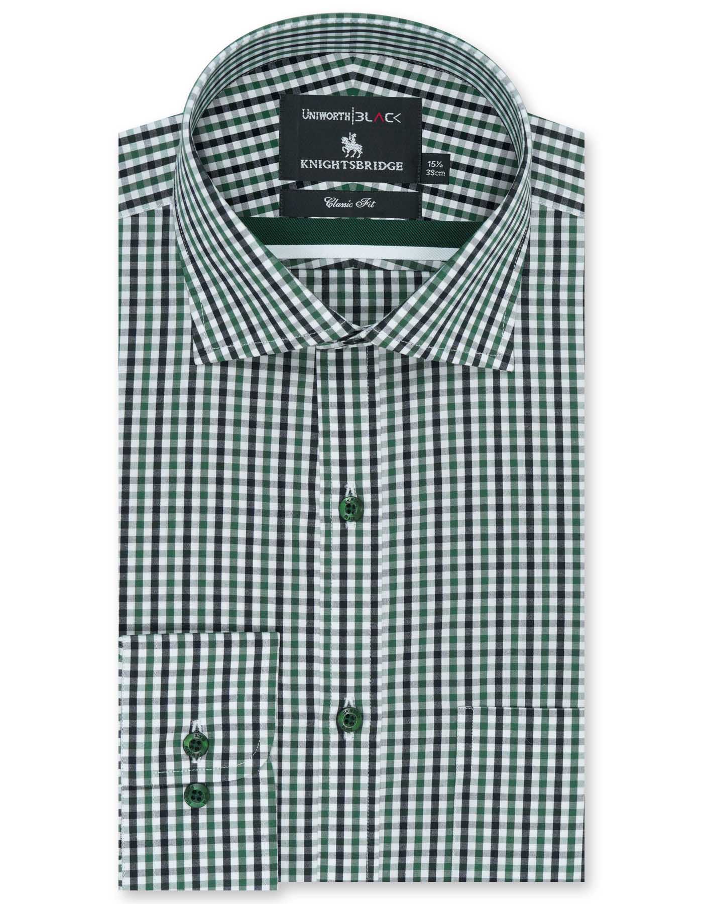 Check White/Green Classic Fit Shirt FS2725-1RF-14.5