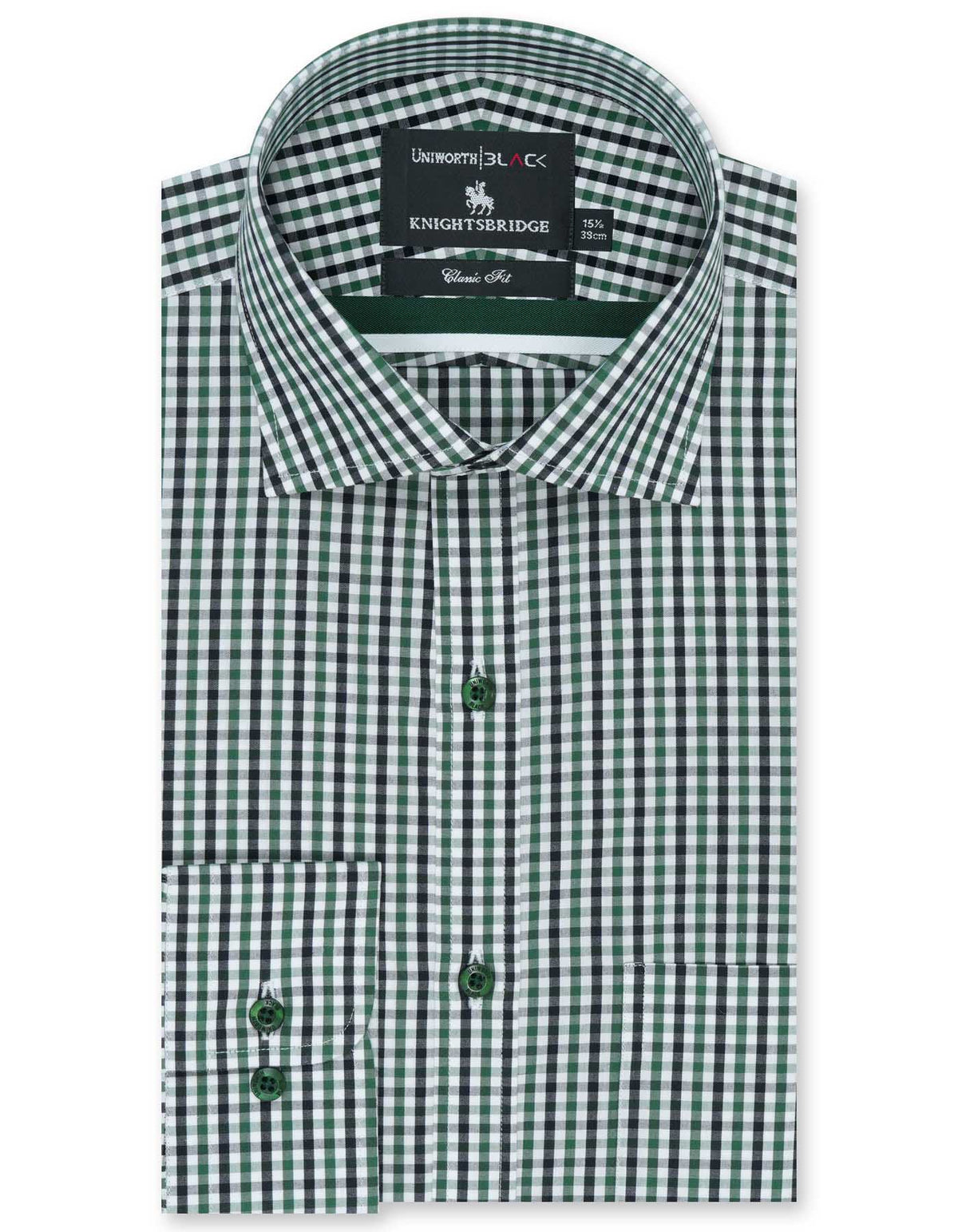 Check White/Green Classic Fit Shirt FS2725-1RF-14.5