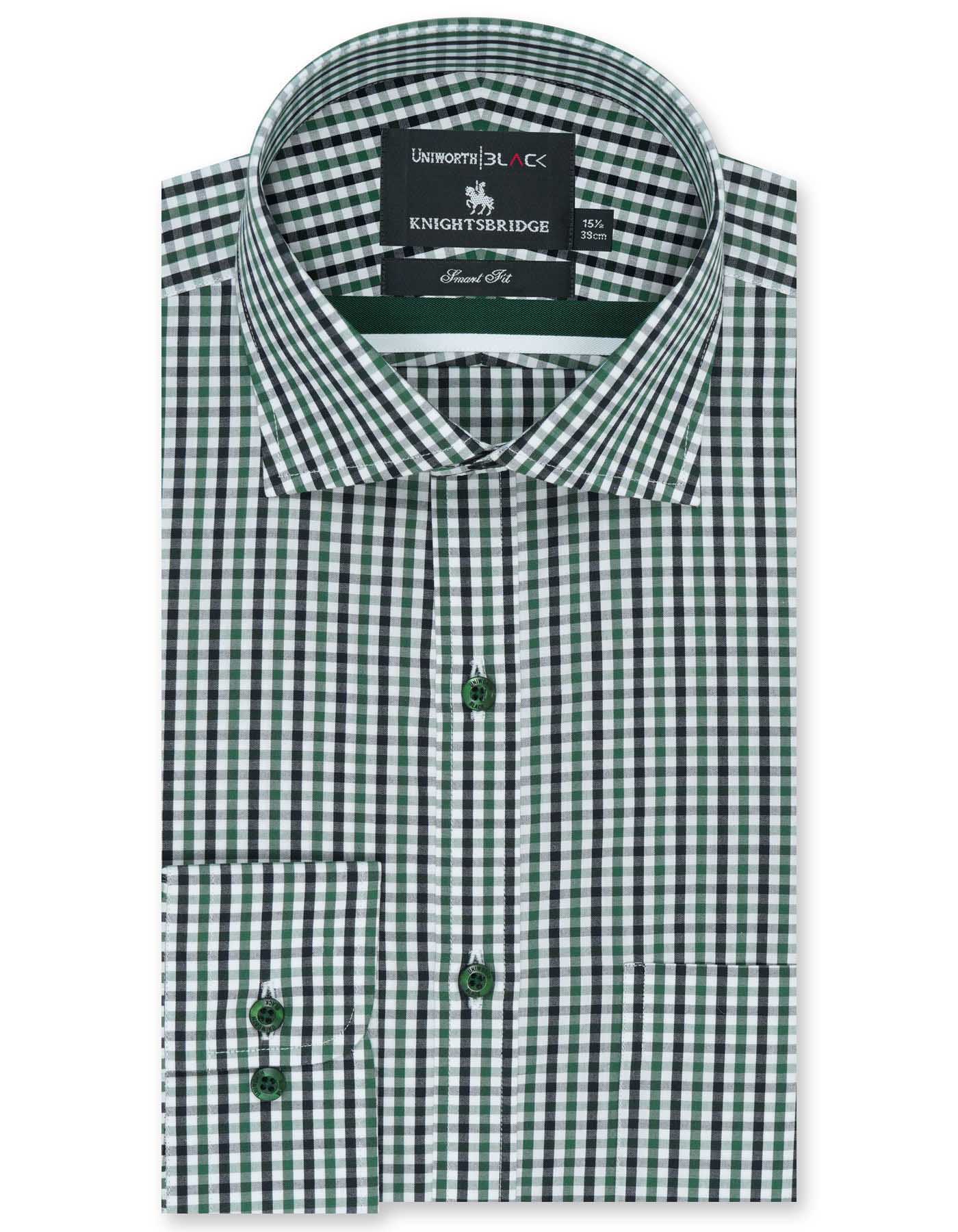 Check White/Green Tailored Smart Fit Shirt FS2725-1SF-14.5