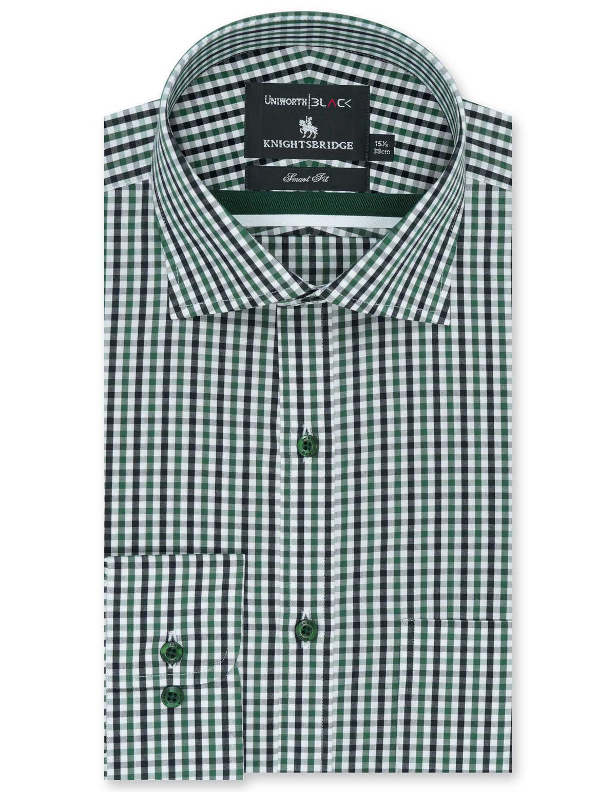 Check White/Green Tailored Smart Fit Shirt FS2725-1SF-14.5