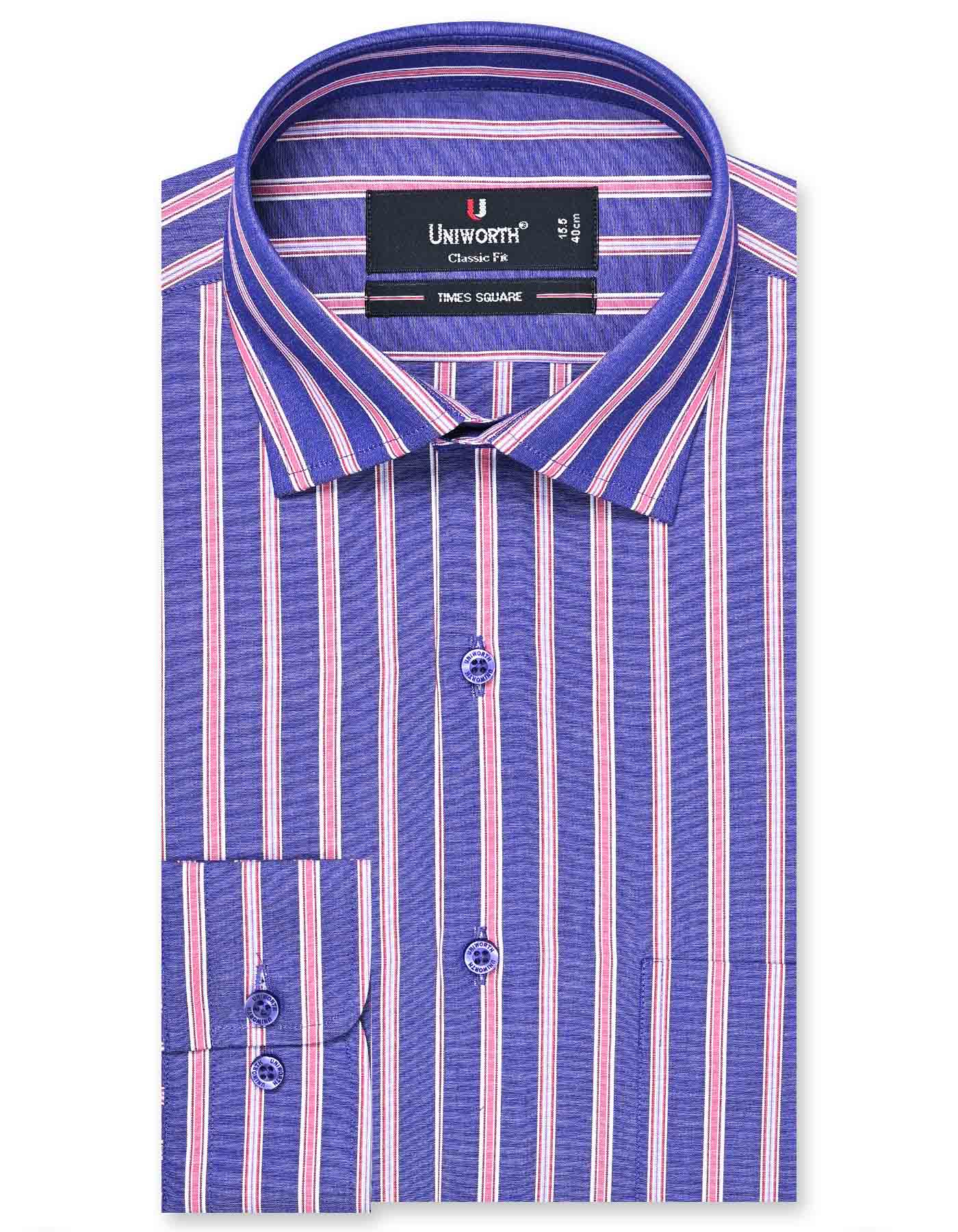 Stripe Purple Classic Fit Shirt FS2725-2RF-14.5
