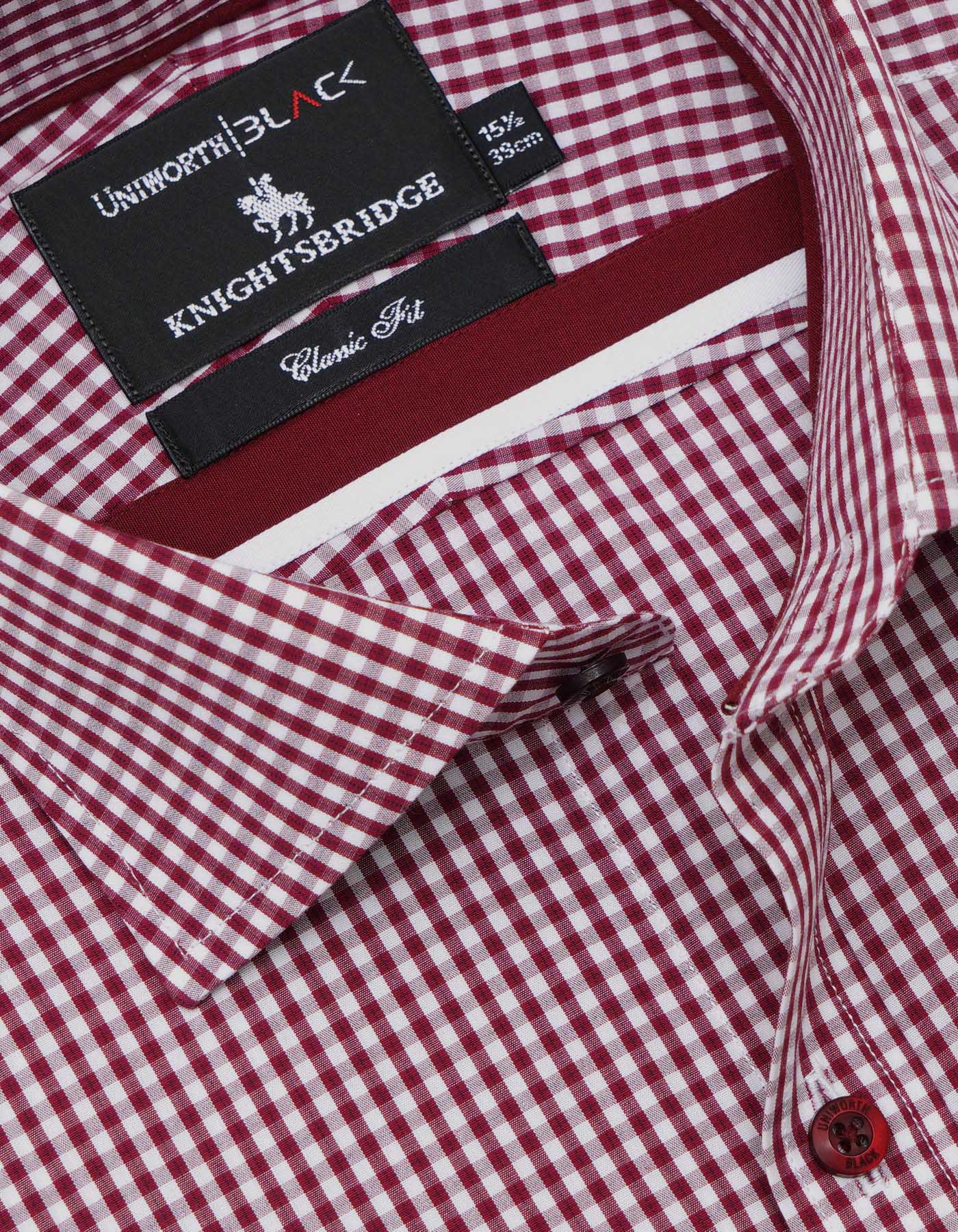 Check White/Maroon Classic Fit Shirt FS2728-1RF-15