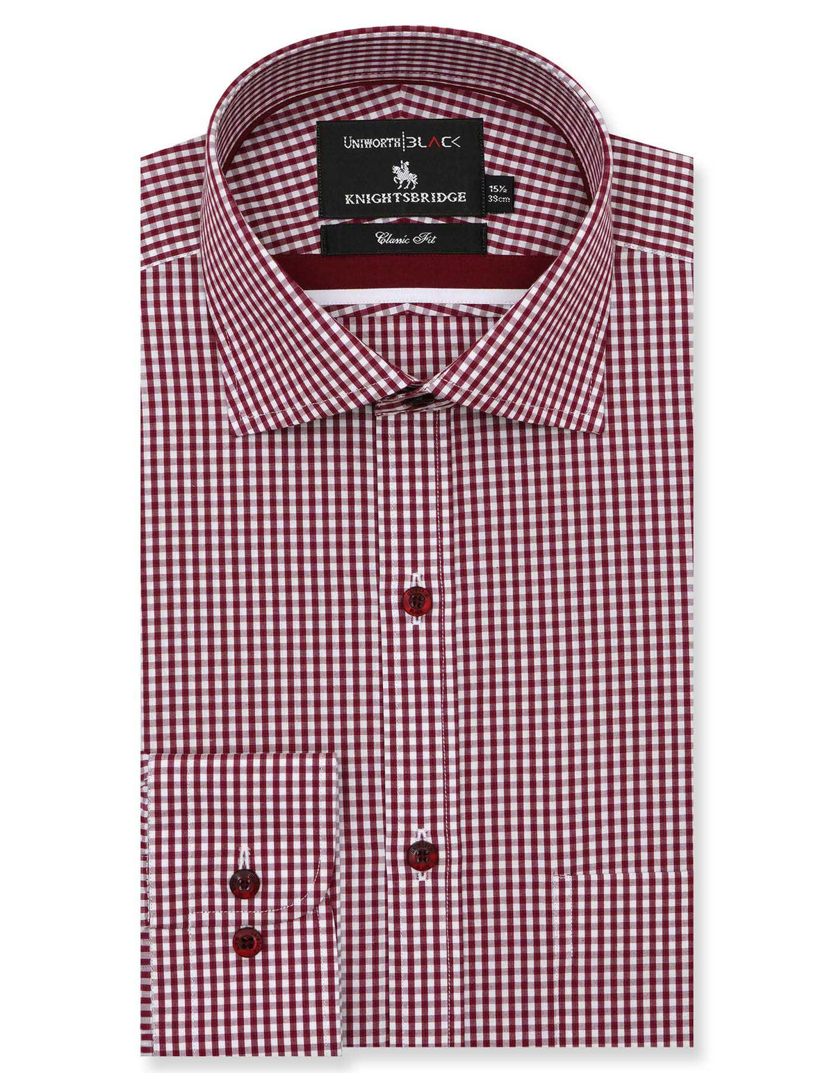 Check White/Maroon Classic Fit Shirt FS2728-1RF-14.5