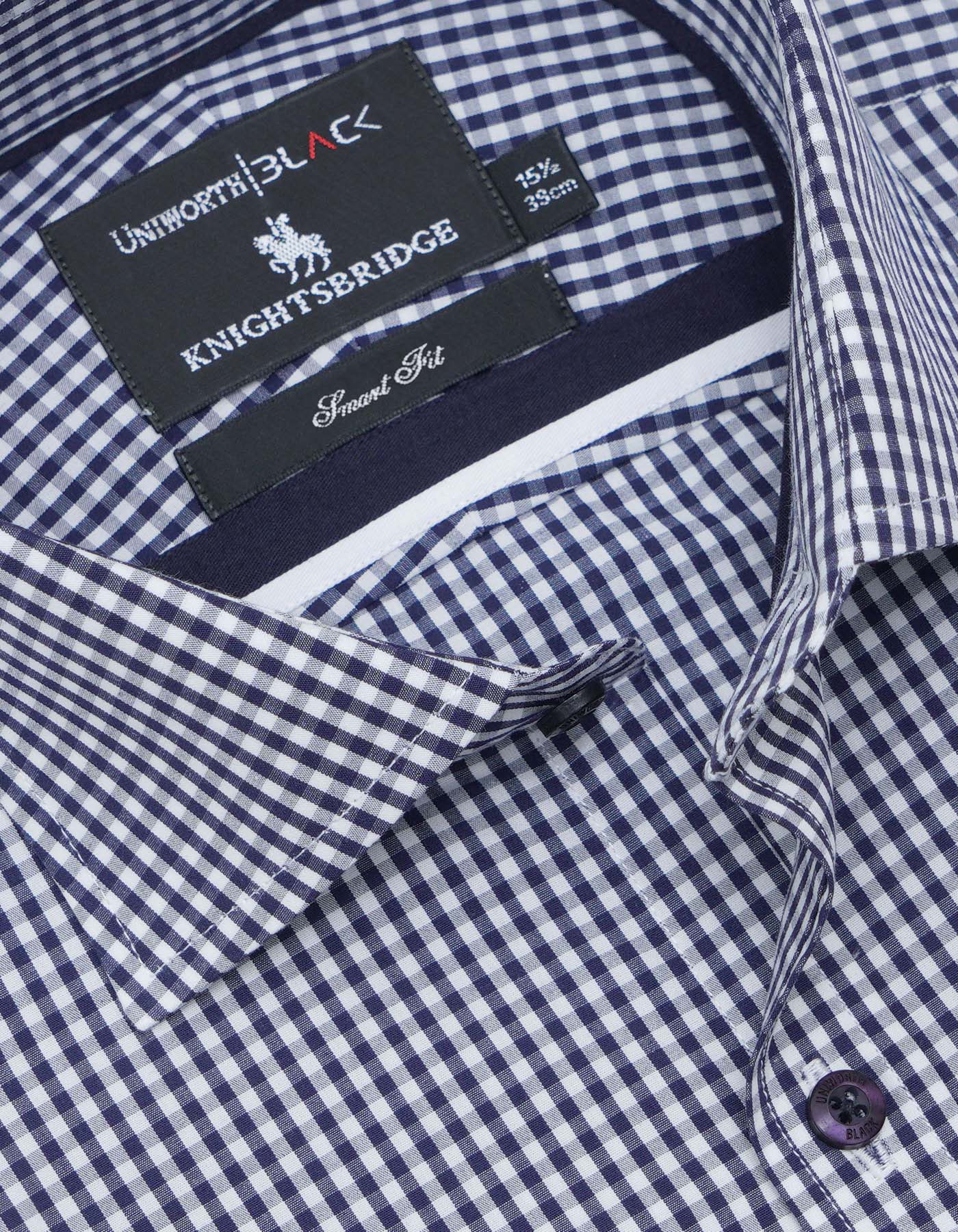 Check White/Navy Tailored Smart Fit Shirt FS2729-1SF-15
