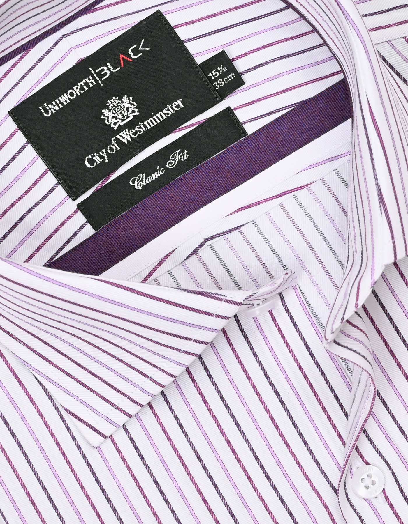 Stripe White/Purple Classic Fit Shirt FS2733RF-15
