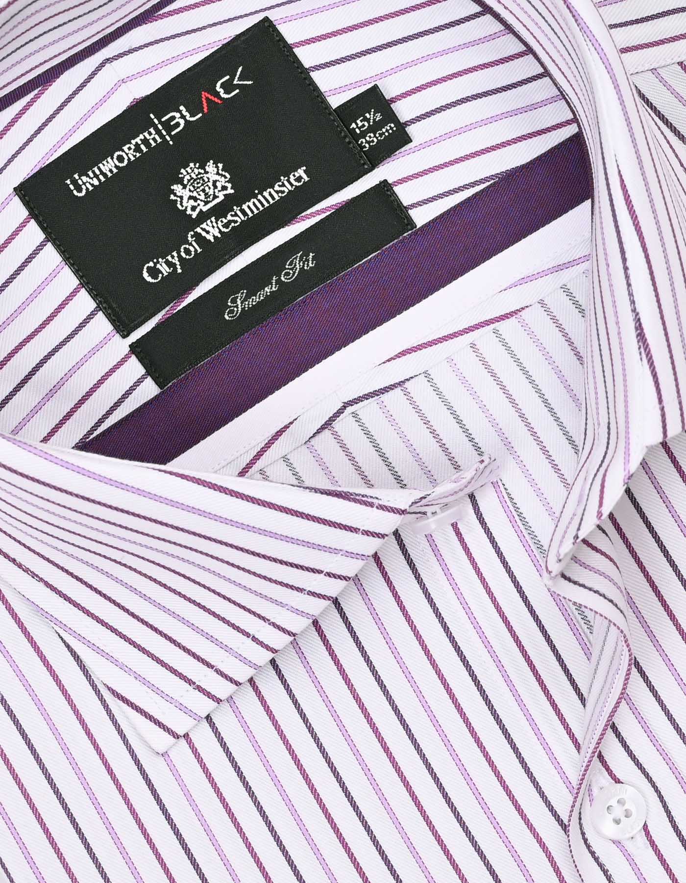 Stripe White/Purple Tailored Smart Fit Shirt FS2733SF-15