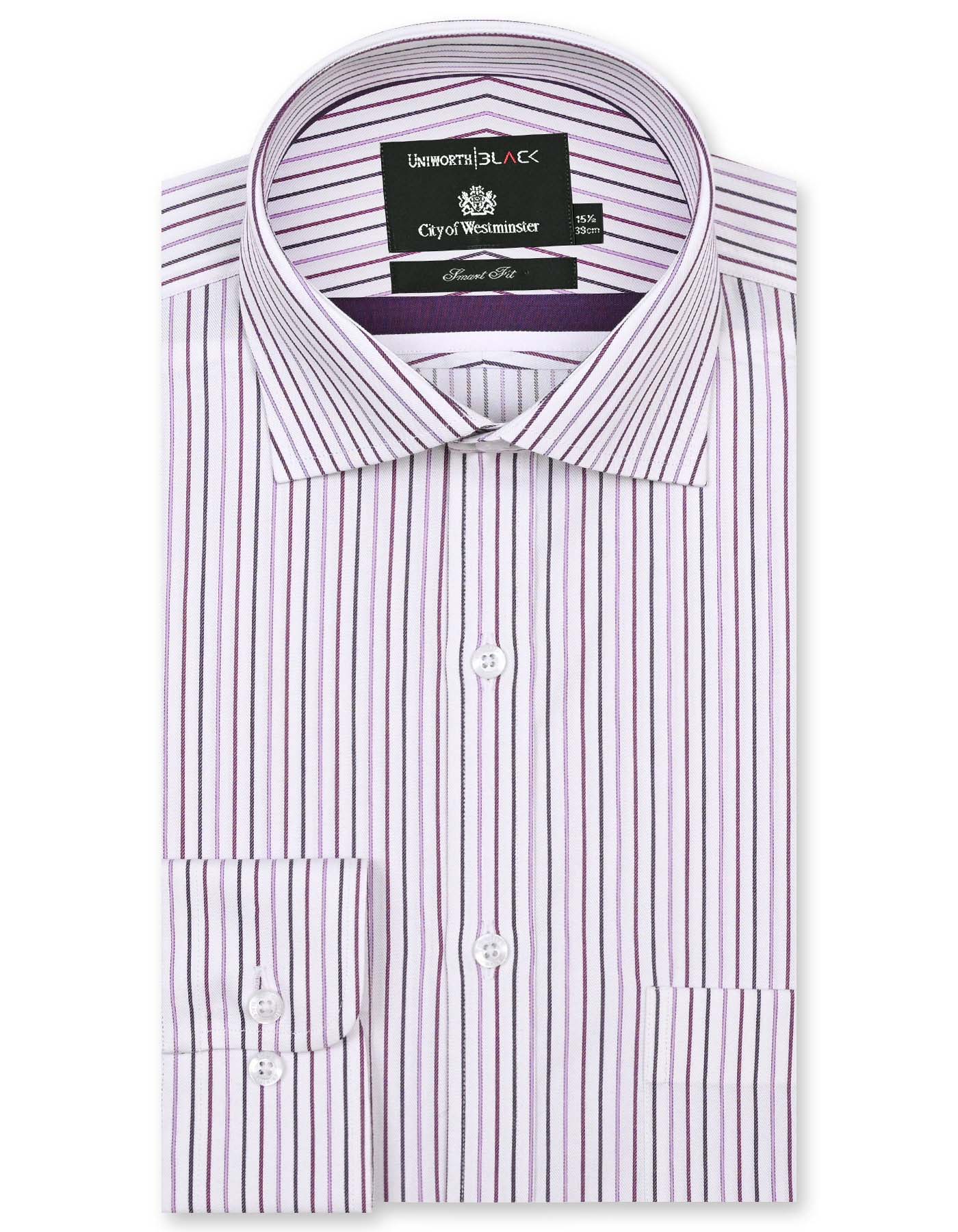 Stripe White/Purple Tailored Smart Fit Shirt FS2733SF-14.5