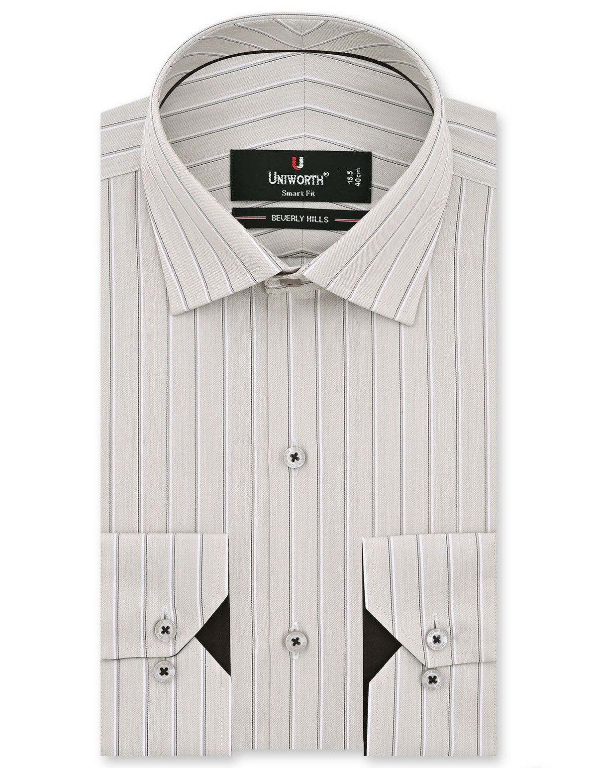 Stripe Beige Tailored Smart Fit Shirt FS2738-2SF-14.5