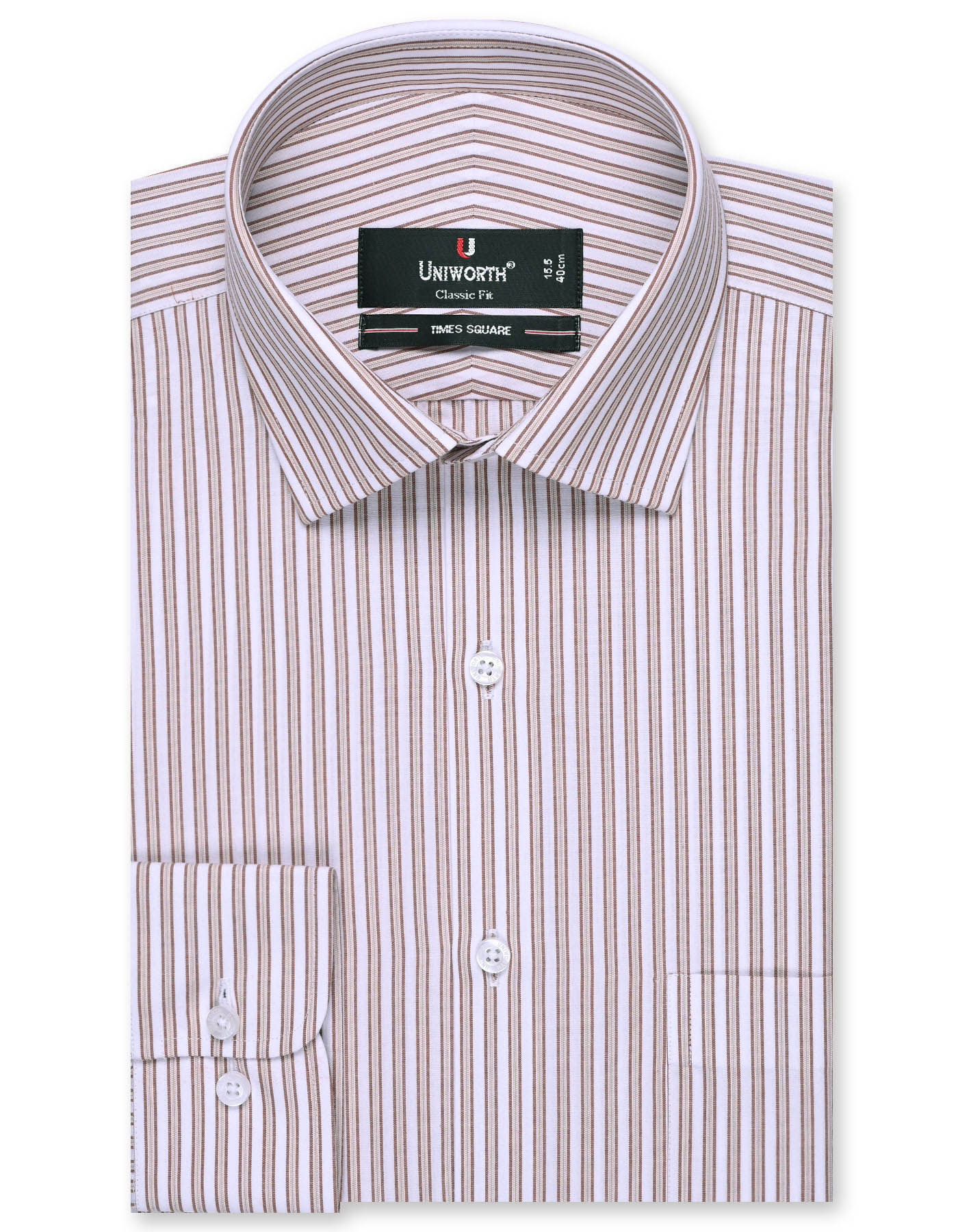 Stripe Brown Classic Fit Shirt FS2744-2RF-14.5