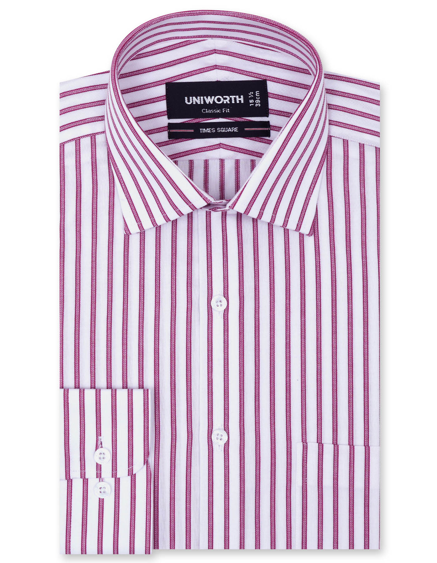 Stripe Maroon Classic Fit Shirt FS2747-2RF-14.5