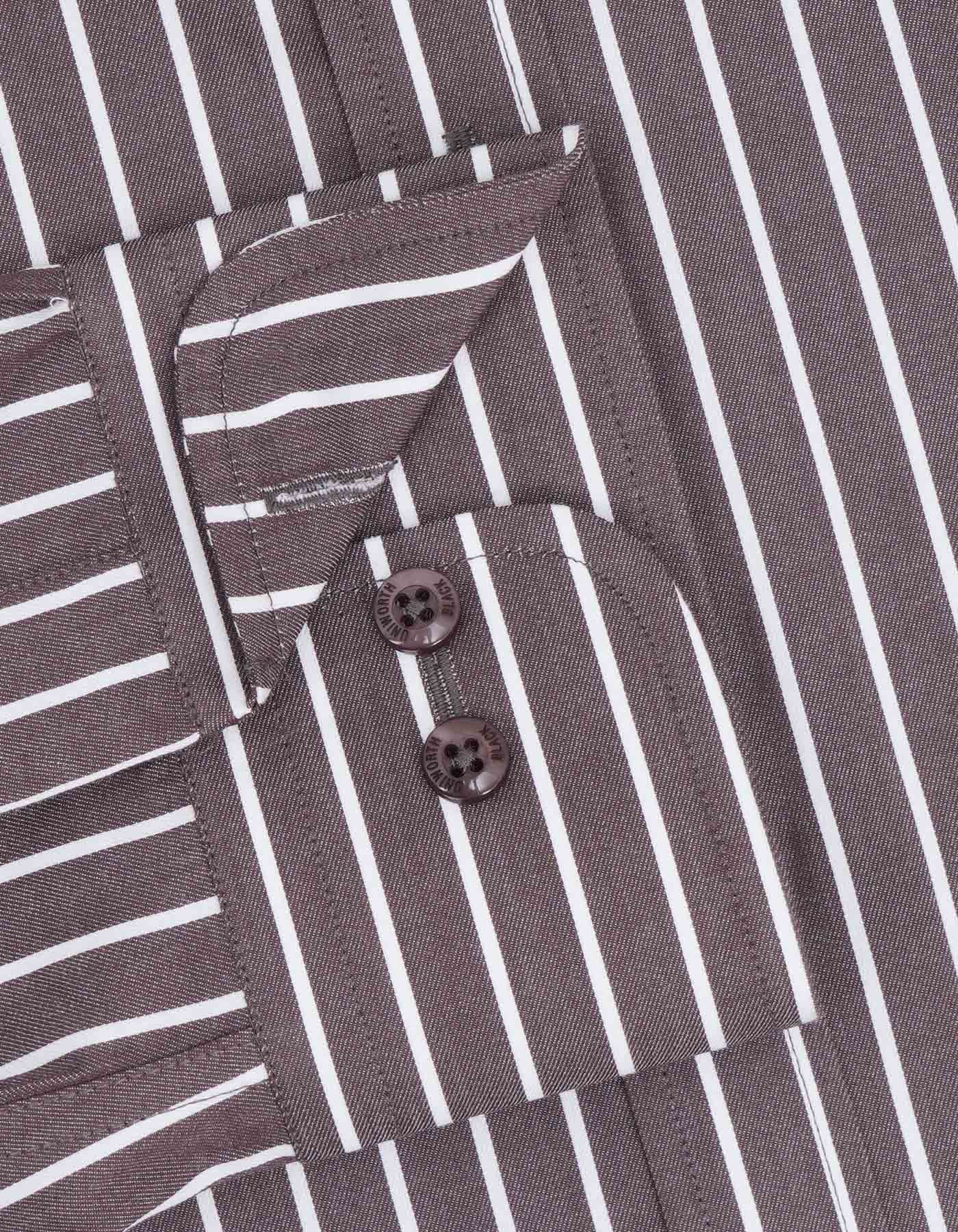 Stripe White/Brown Classic Fit Shirt FS2748RF-15.5