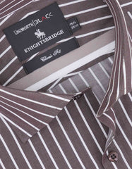 Stripe White/Brown Classic Fit Shirt FS2748RF-15