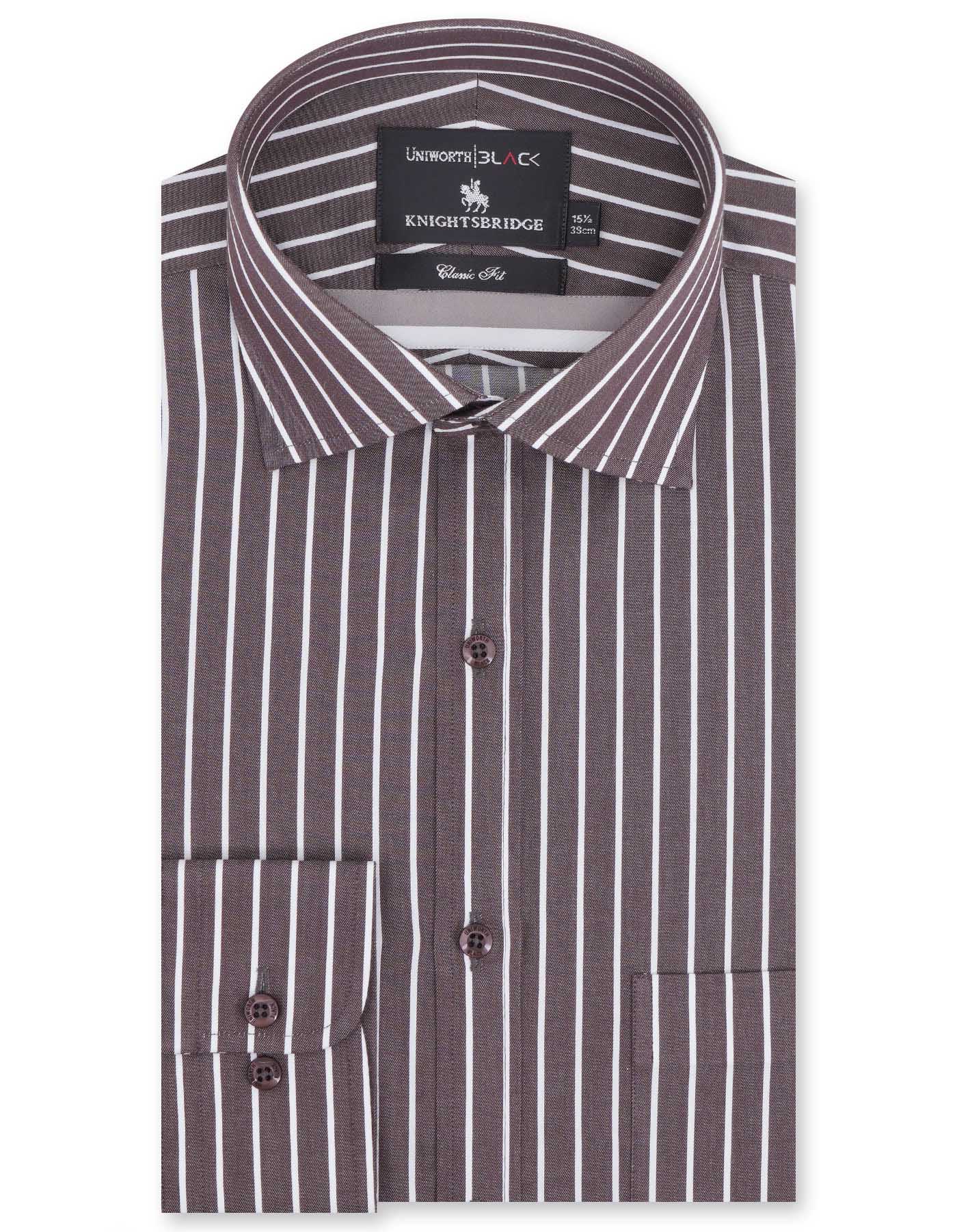 Stripe White/Brown Classic Fit Shirt FS2748RF-14.5