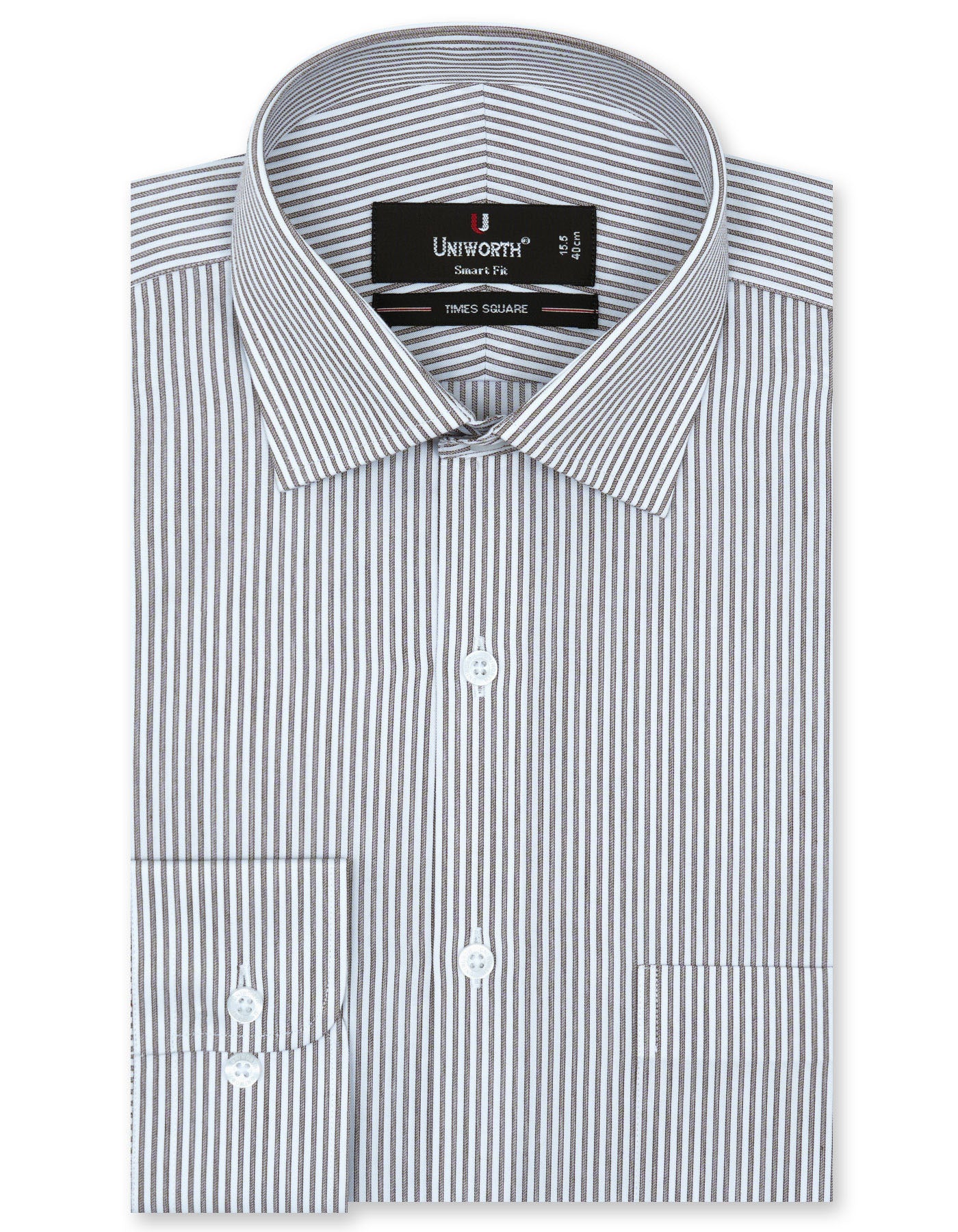 Stripe D Brown Tailored Smart Fit Shirt FS2752SF-14.5