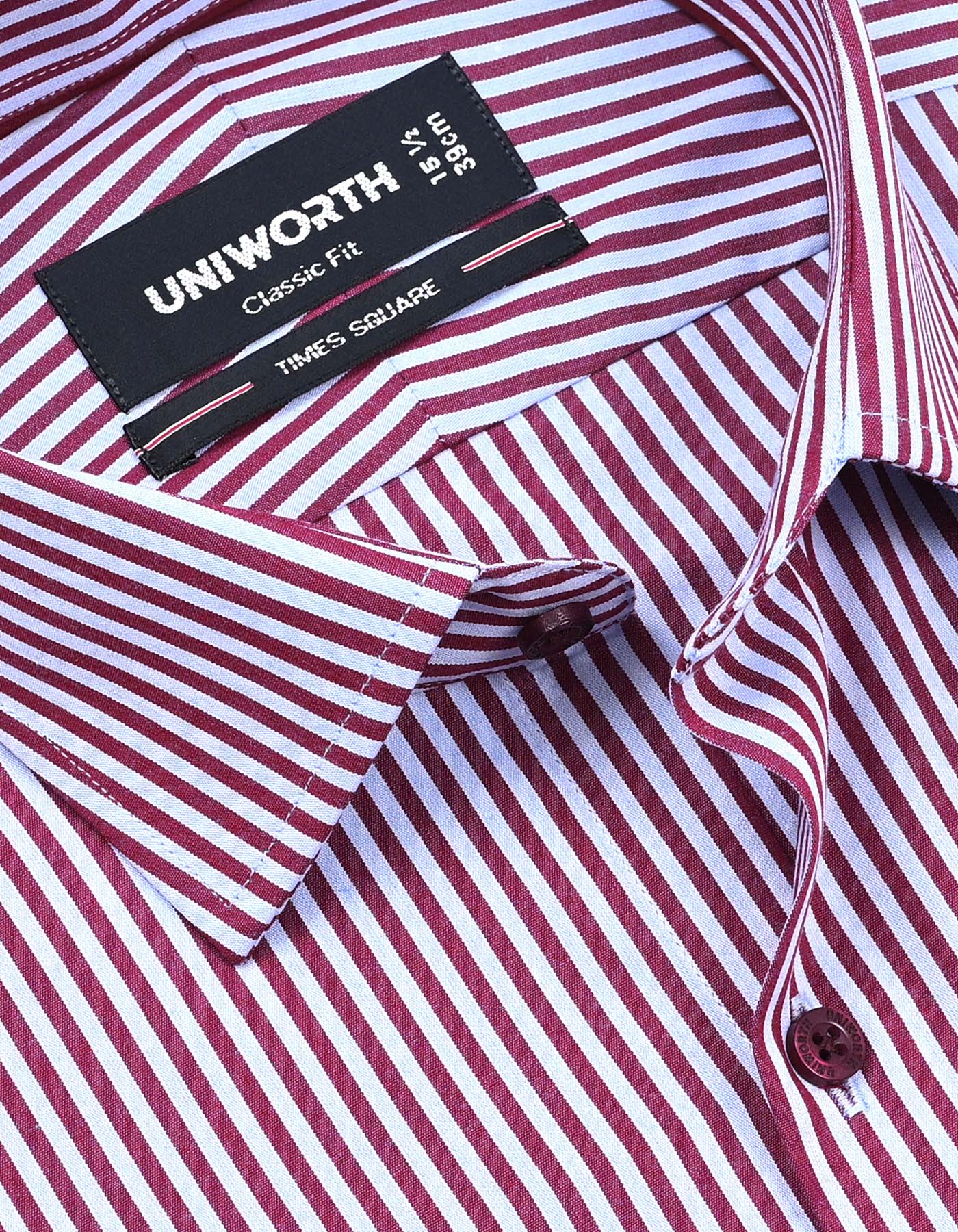 Stripe Maroon Classic Fit Shirt FS2759-1RF-15