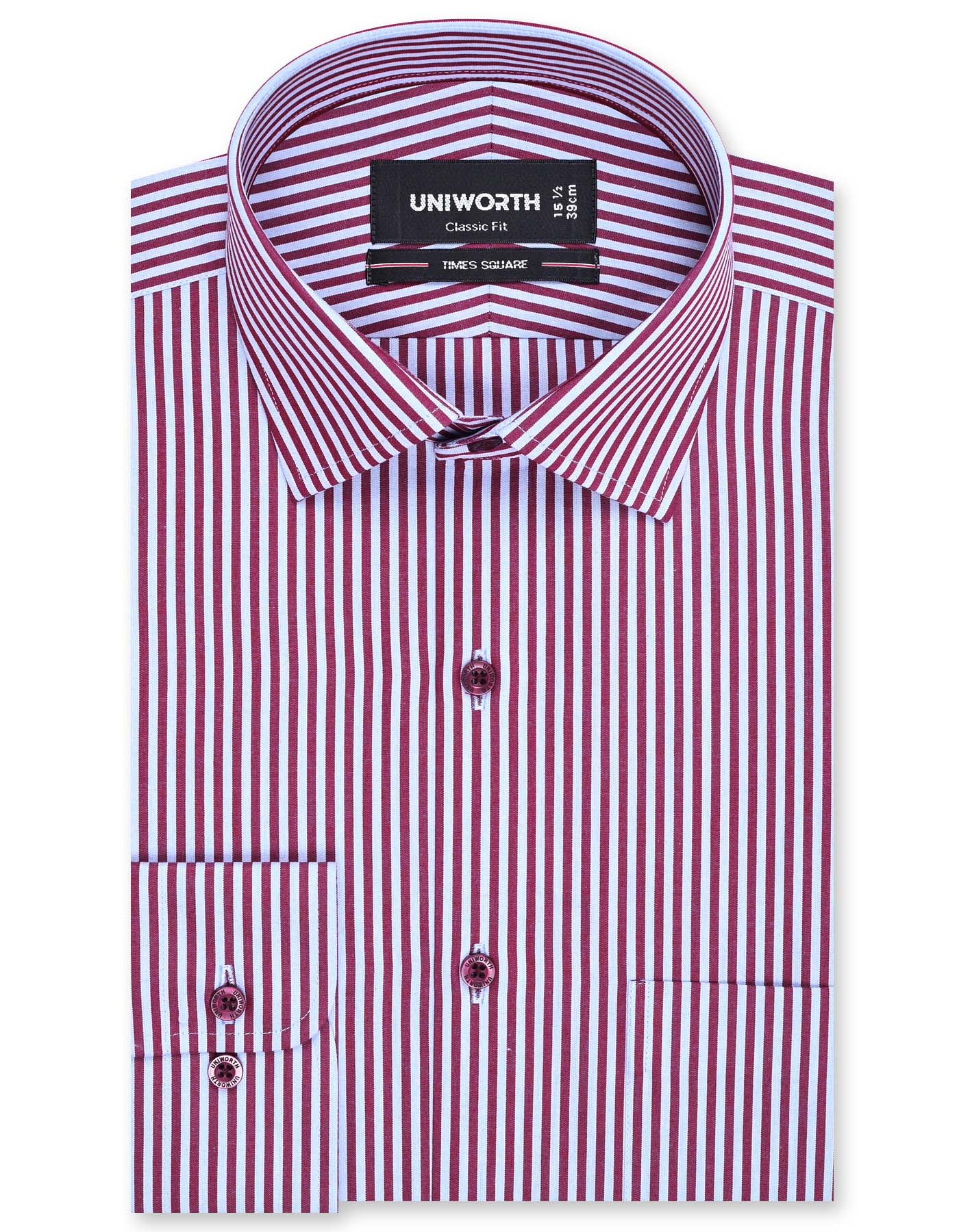 Stripe Maroon Classic Fit Shirt FS2759-1RF-14.5