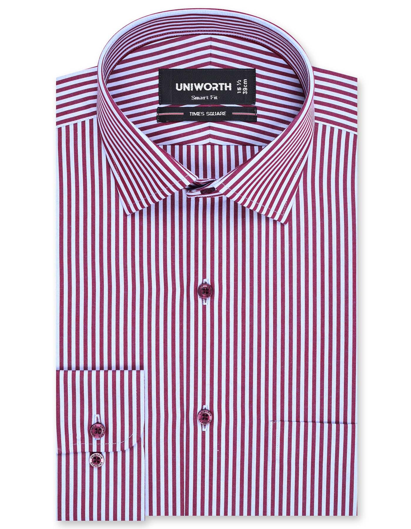 Stripe Maroon Tailored Smart Fit Shirt FS2759-1SF-14.5