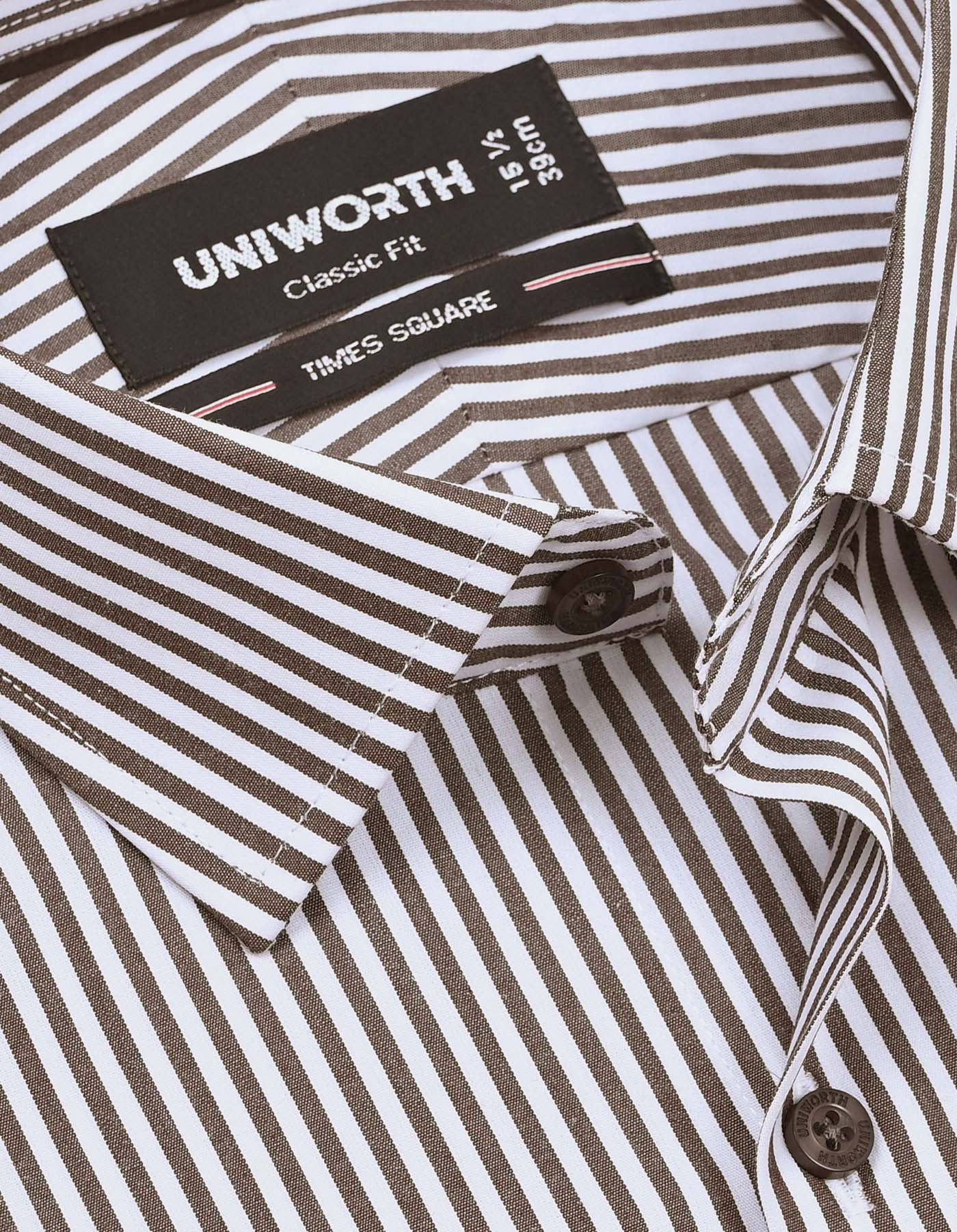 Stripe Brown Classic Fit Shirt FS2760-4RF-15