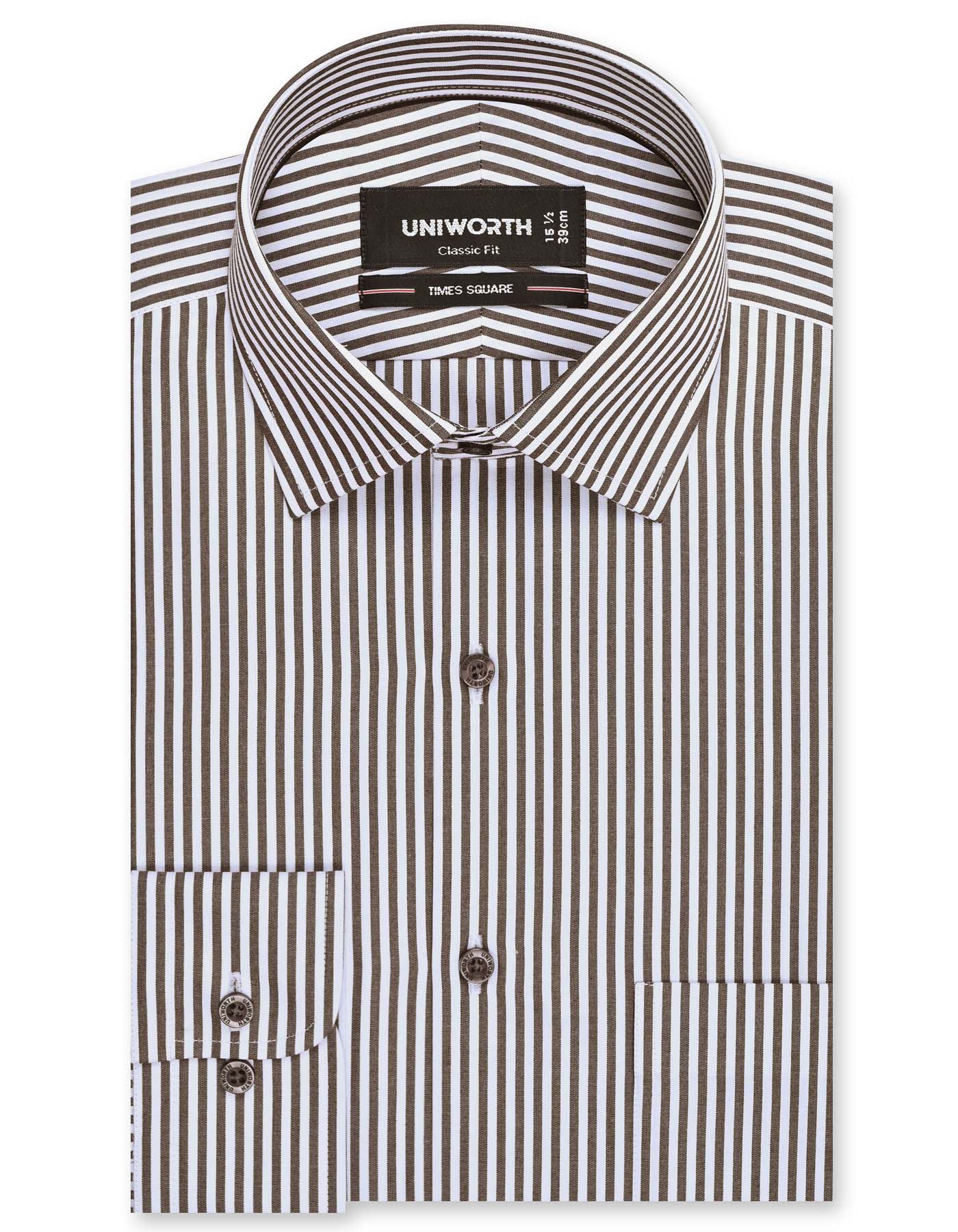 Stripe Brown Classic Fit Shirt FS2760-4RF-14.5