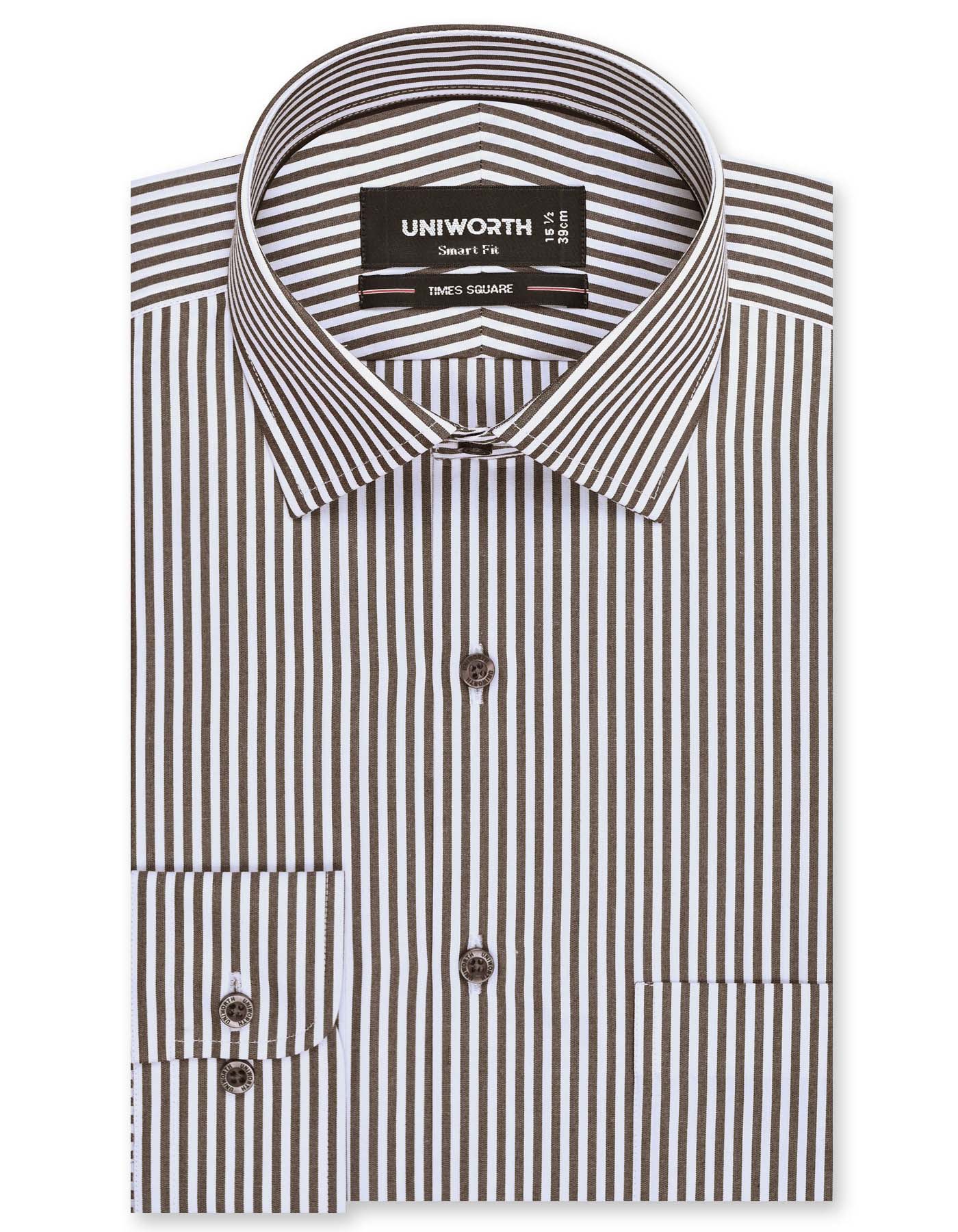 Stripe Brown Tailored Smart Fit Shirt FS2760-4SF-14.5