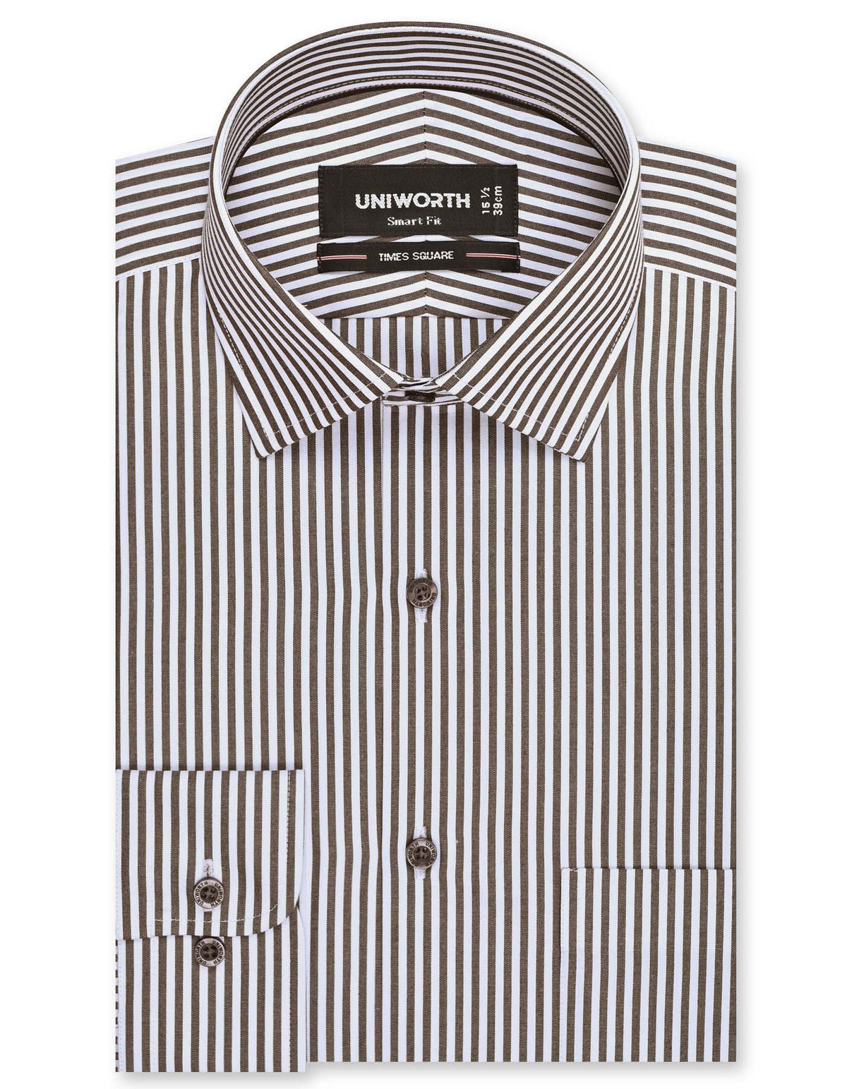 Stripe Brown Tailored Smart Fit Shirt FS2760-4SF-14.5