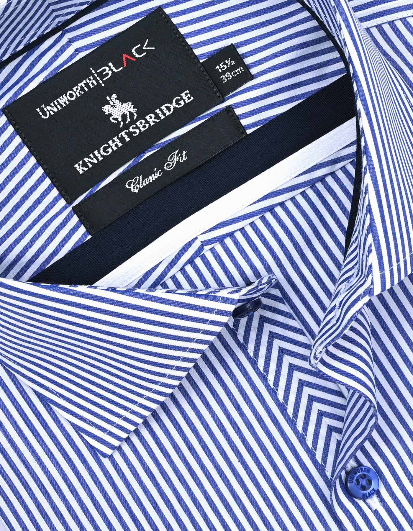 Stripe White/Blue Classic Fit Shirt FS2760RF-15