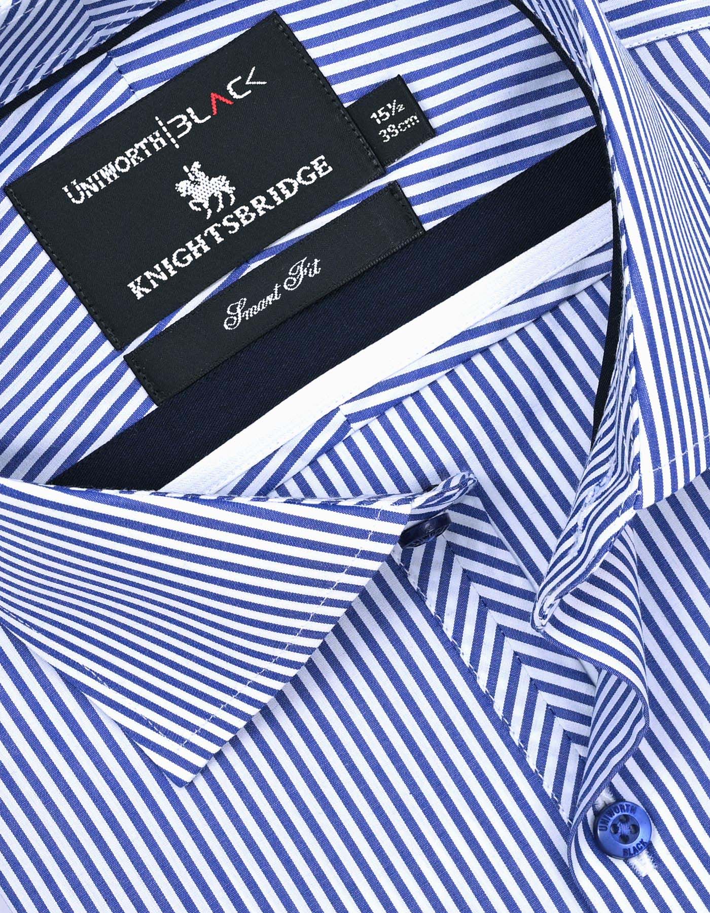 Stripe White/Blue Tailored Smart Fit Shirt FS2760SF-15