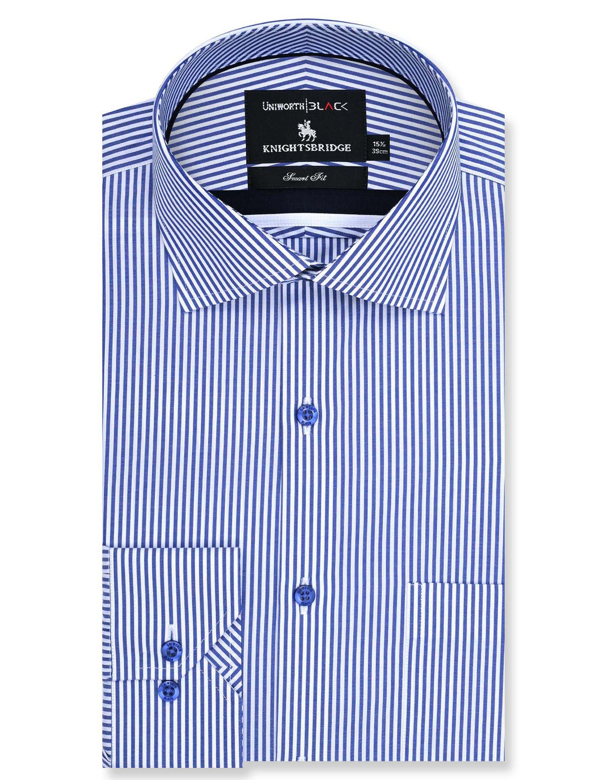 Stripe White/Blue Tailored Smart Fit Shirt FS2760SF-14.5