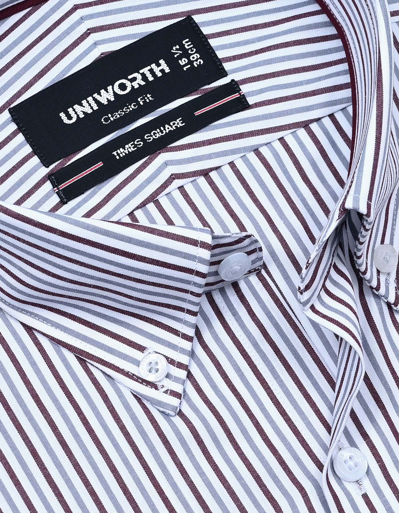 Stripe Maroon Classic Fit Shirt FS2761-2RF-15