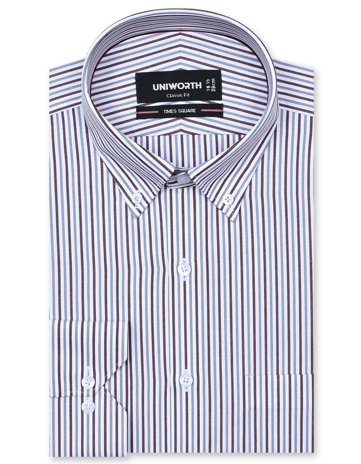 Stripe Maroon Classic Fit Shirt FS2761-2RF-14.5