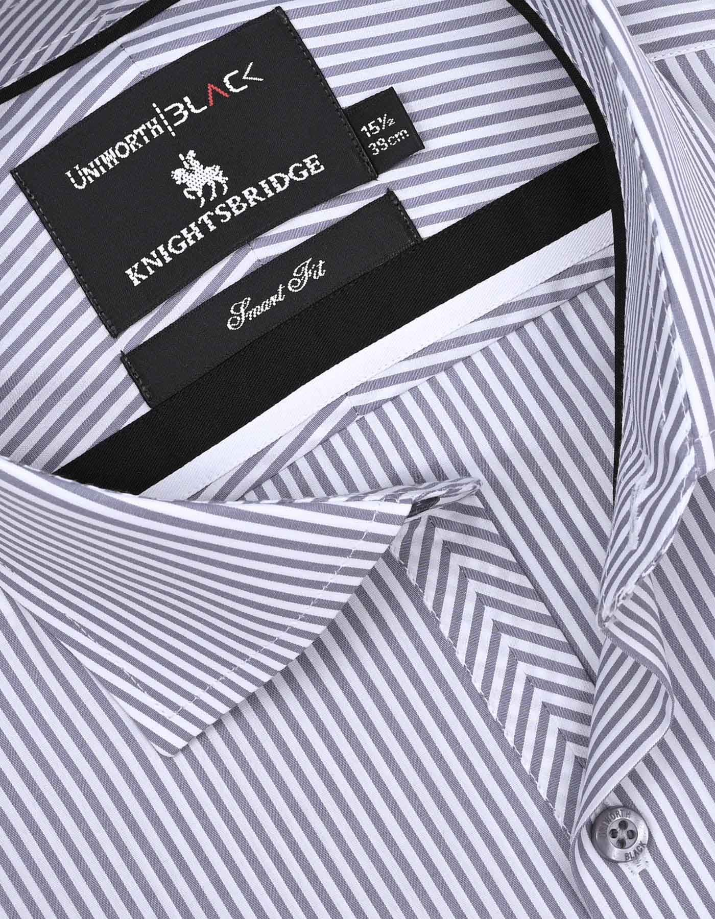 Stripe White/Grey Tailored Smart Fit Shirt FS2761SF-15