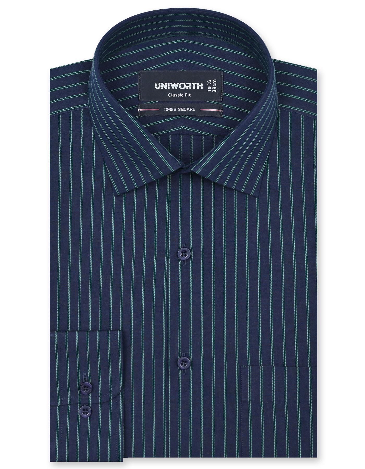 Stripe Green Classic Fit Shirt FS2764-1RF-14.5