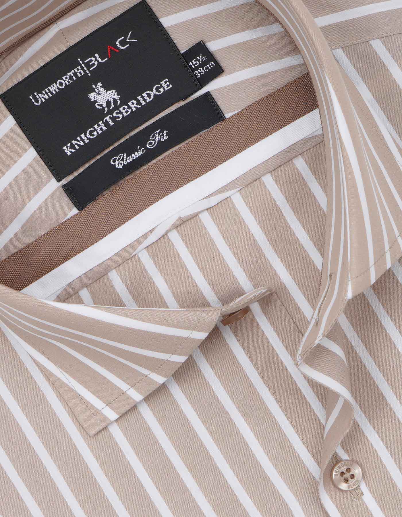 Stripe Beige Classic Fit Shirt FS2768-1RF-15