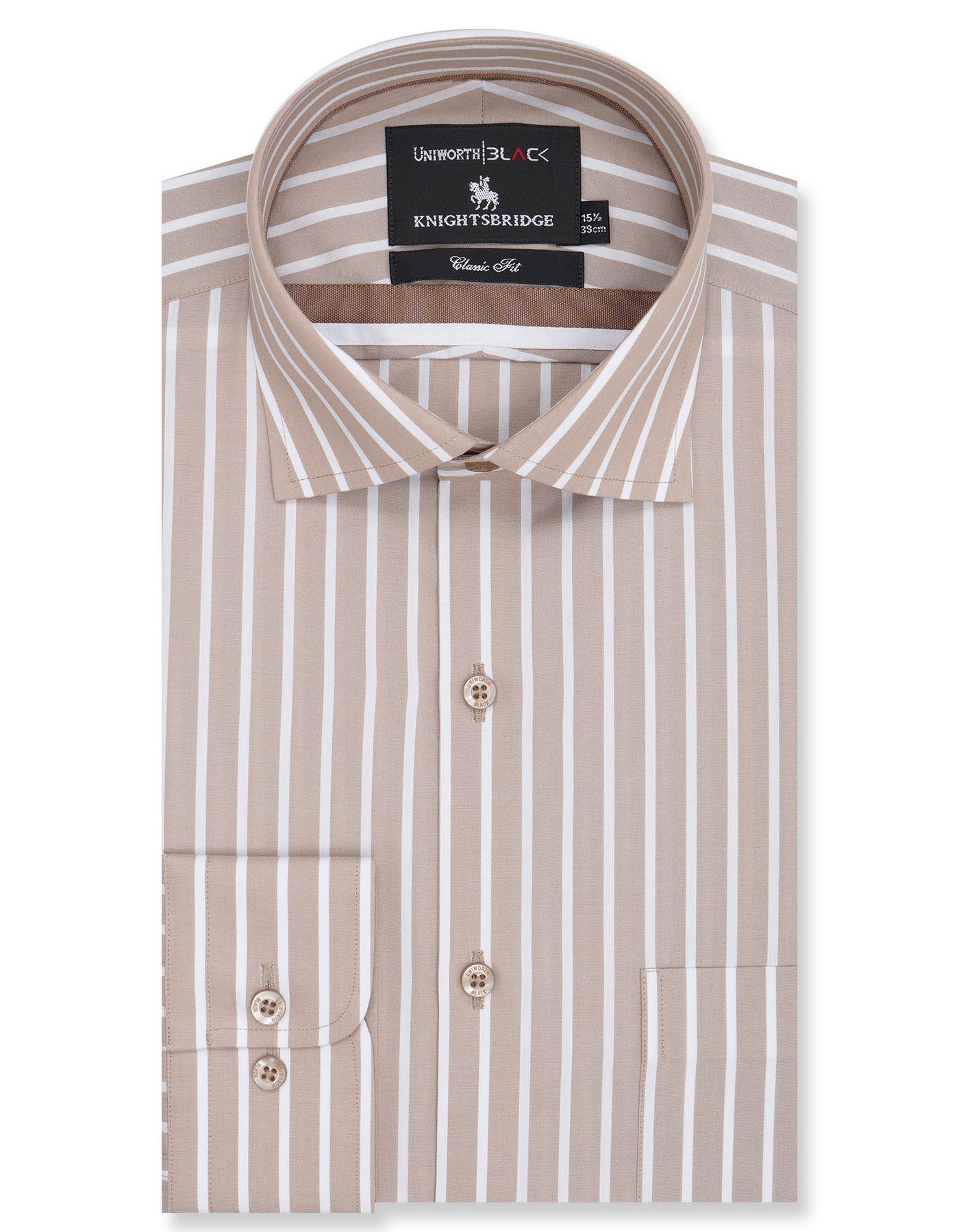 Stripe Beige Classic Fit Shirt FS2768-1RF-14.5