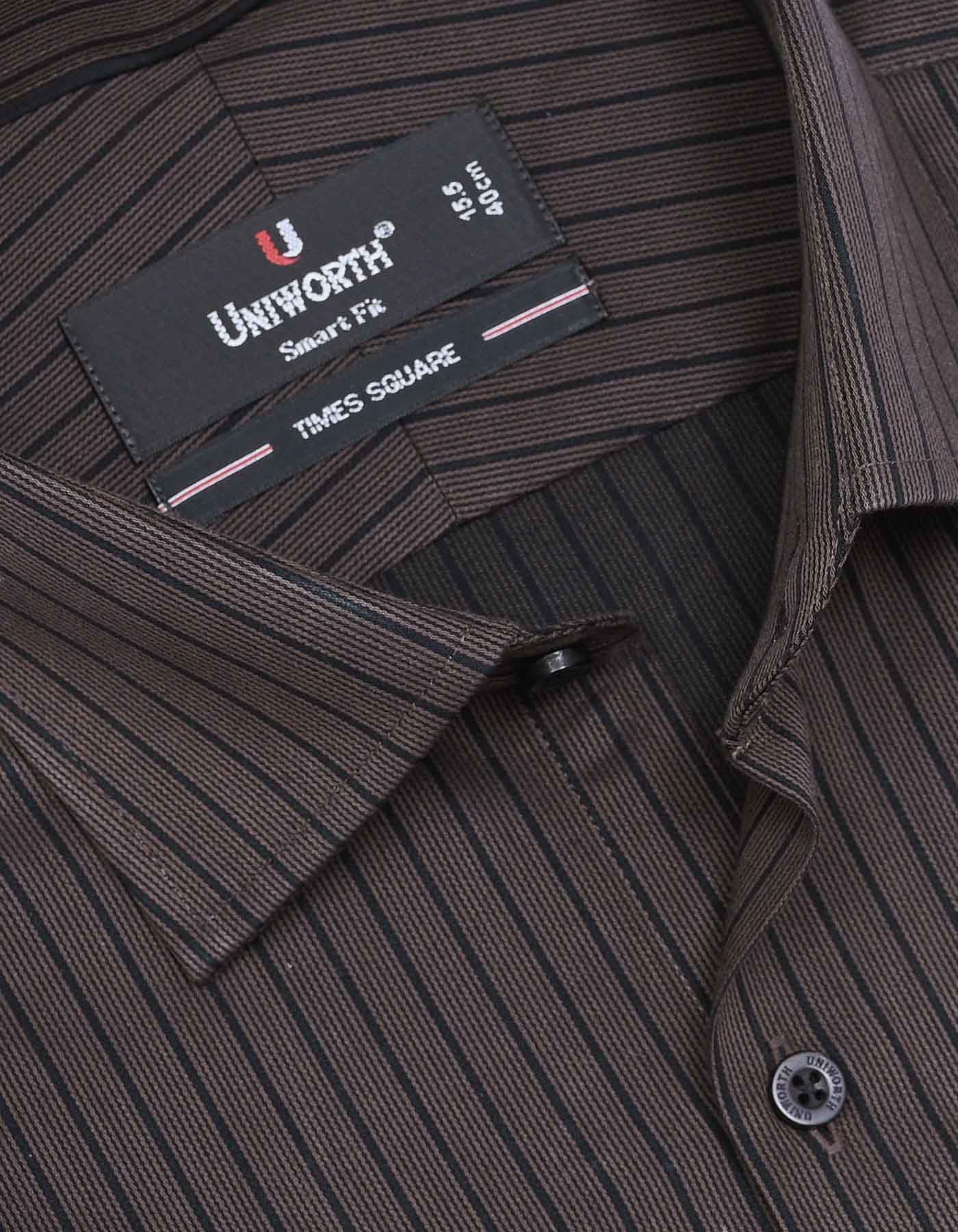 Stripe Brown Tailored Smart Fit Shirt FS2770-2SF-15