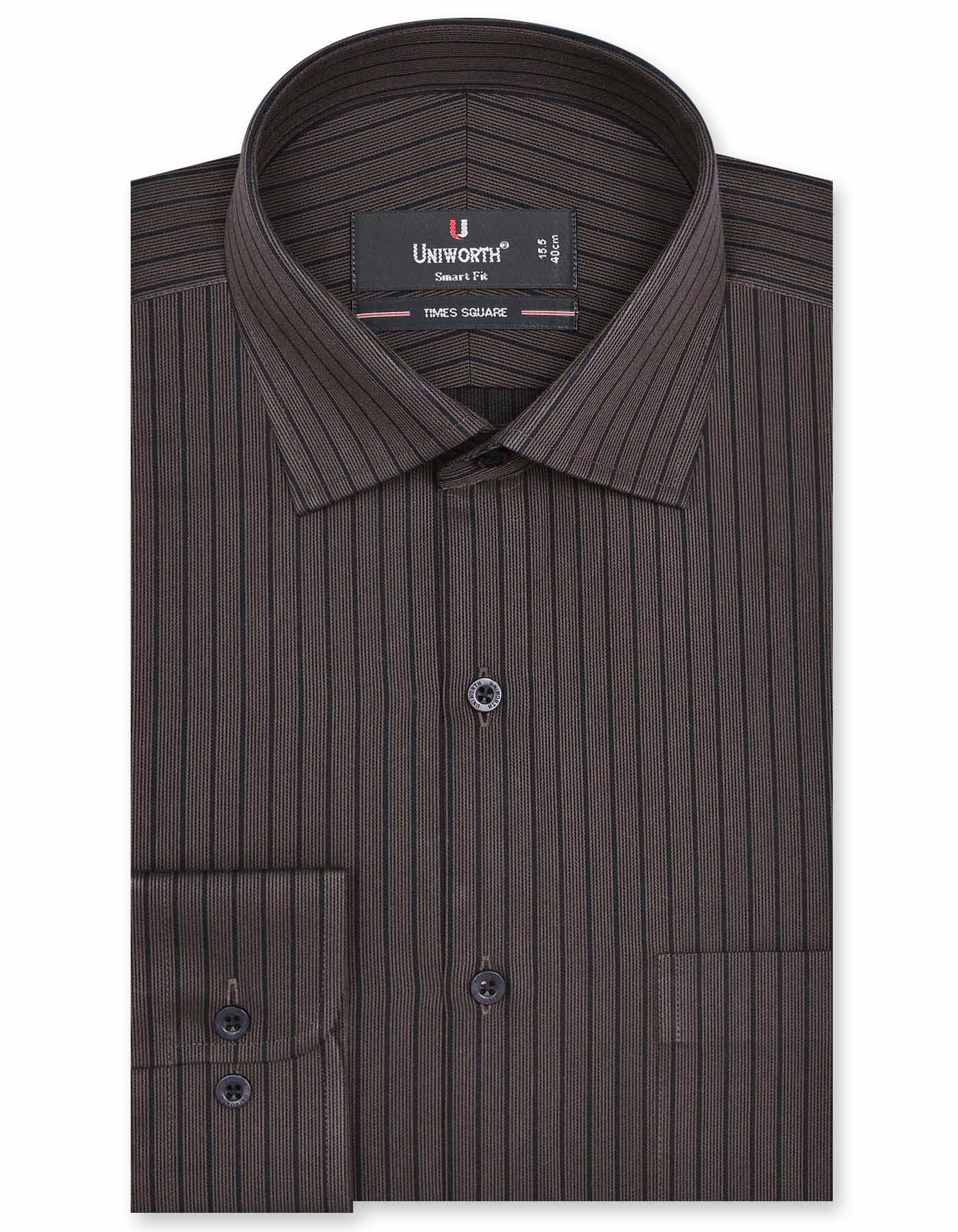 Stripe Brown Tailored Smart Fit Shirt FS2770-2SF-14.5