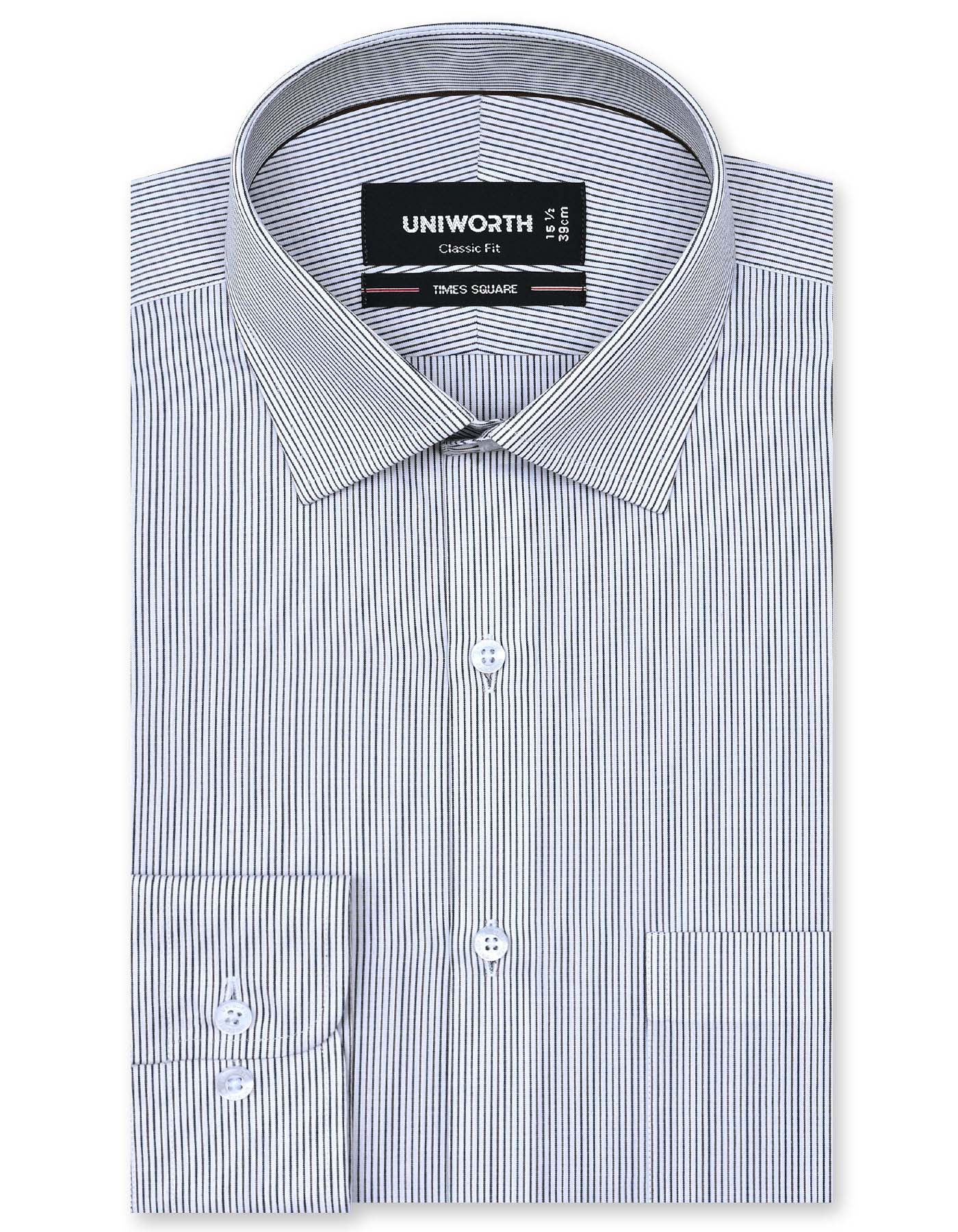 Stripe Brown Classic Fit Shirt FS2773-1RF-14.5