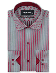 Stripe Maroon Classic Fit Shirt FS2775-1RF-14.5
