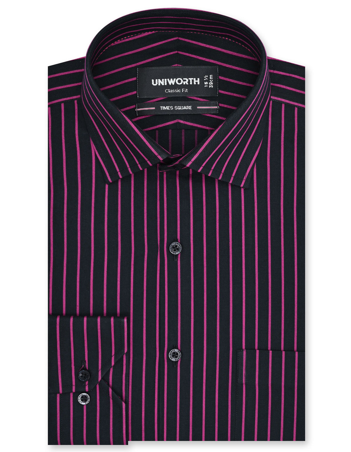 Stripe Black Classic Fit Shirt FS2777-3RF-14.5